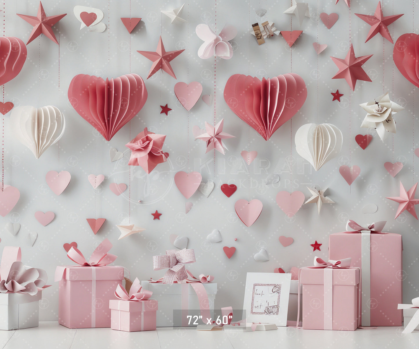 Romantic Hanging Hearts and Stars Backdrop