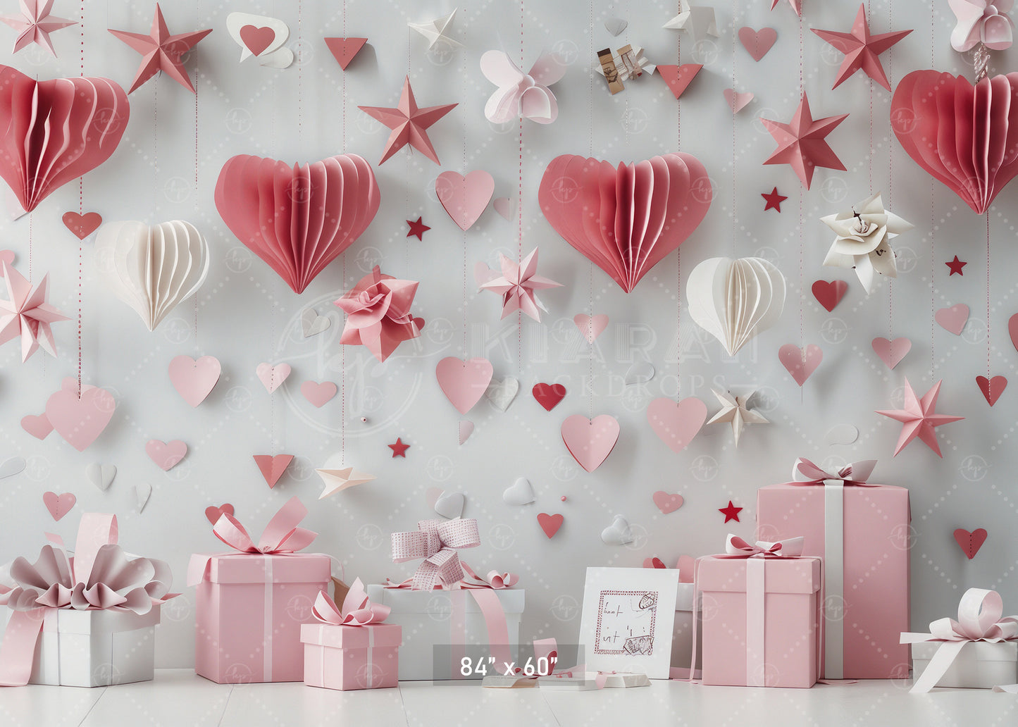 Romantic Hanging Hearts and Stars Backdrop