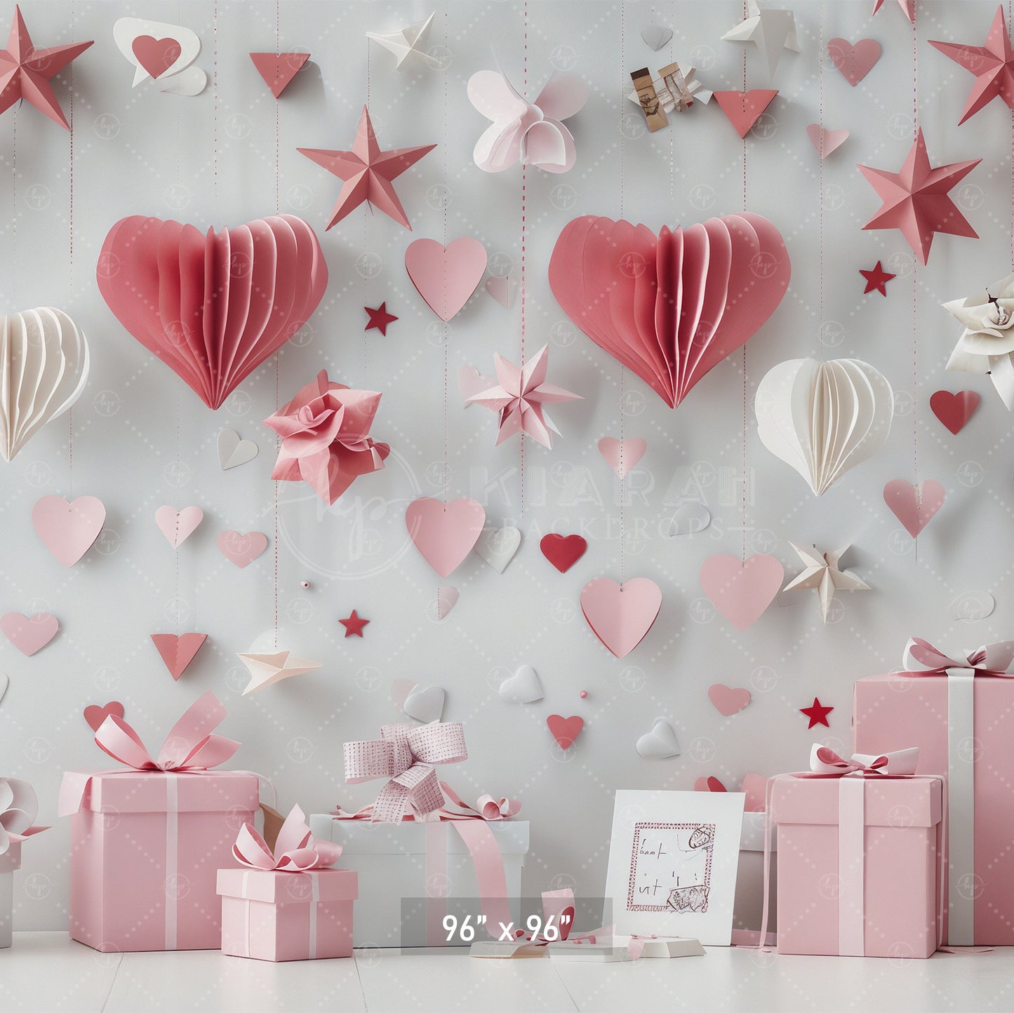 Romantic Hanging Hearts and Stars Backdrop