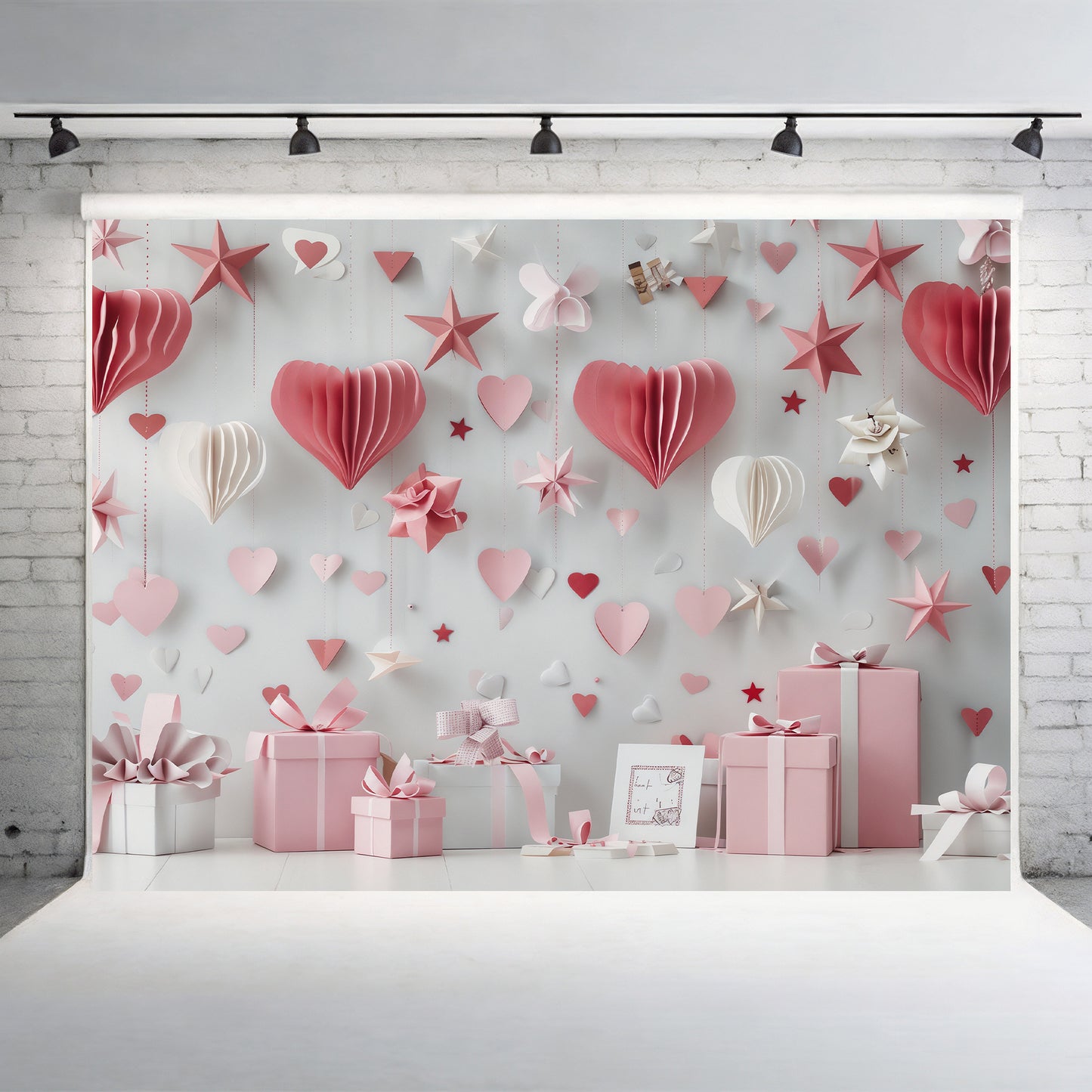 Romantic Hanging Hearts and Stars Backdrop