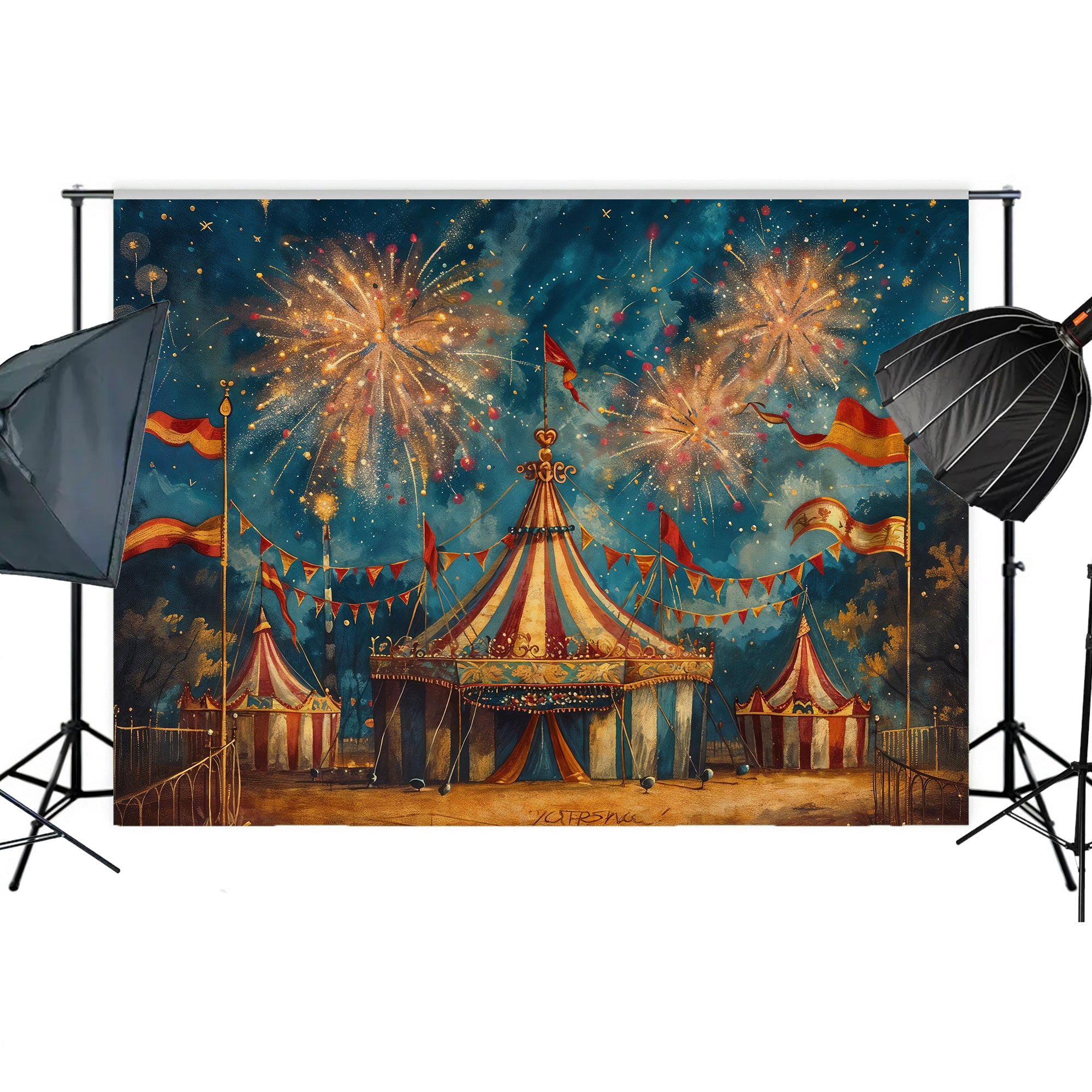 Carnival Fireworks Celebration Backdrop