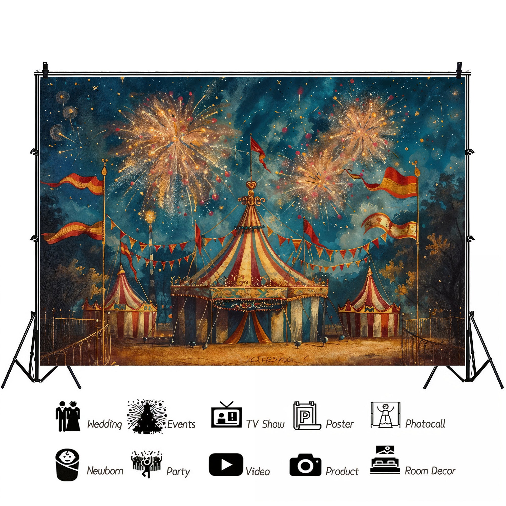 Carnival Fireworks Celebration Backdrop