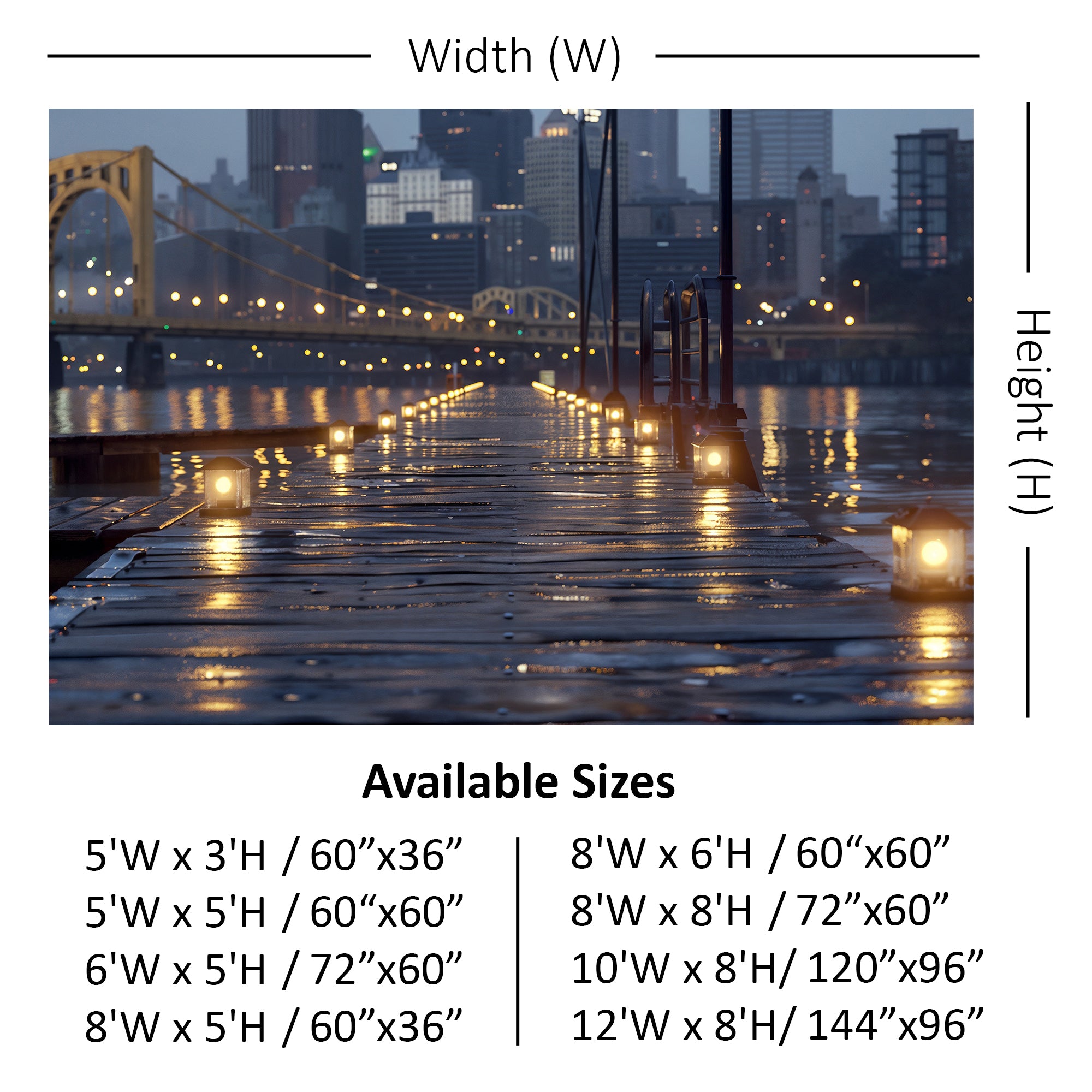 City Lights on Waterfront Walkway Backdrop