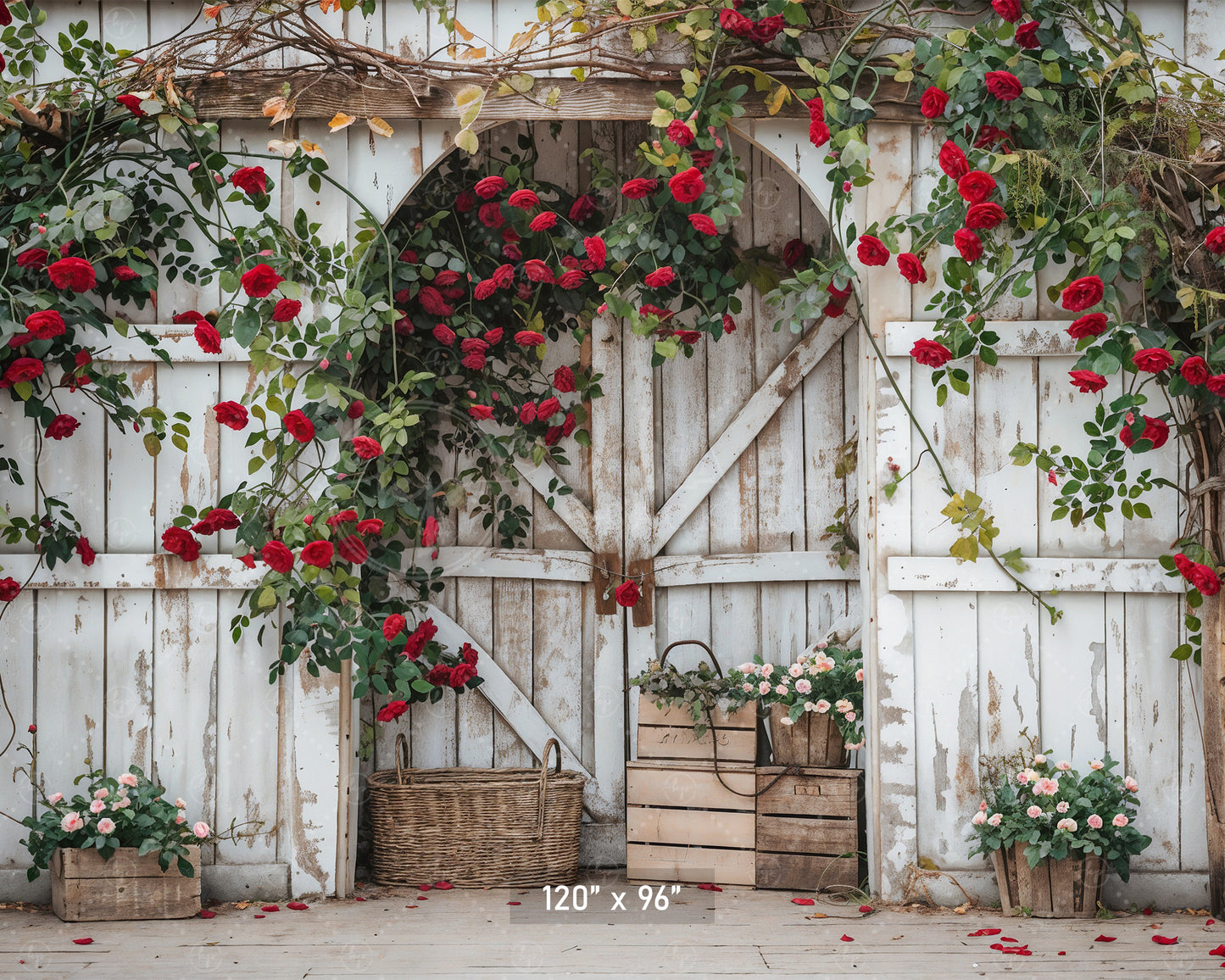 Rustic Rose Barn Archway Backdrop