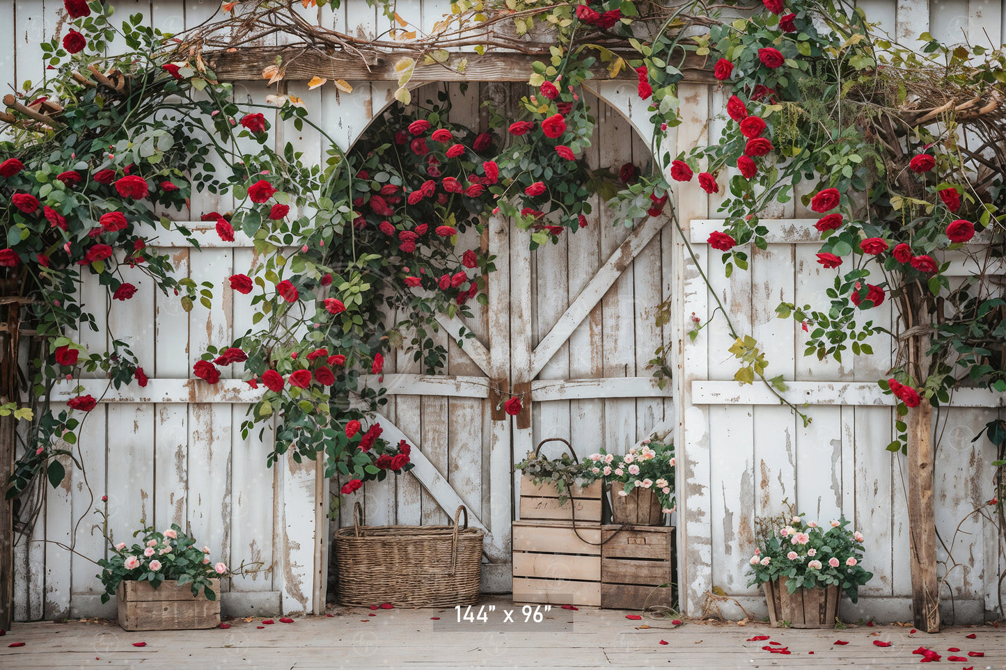 Rustic Rose Barn Archway Backdrop