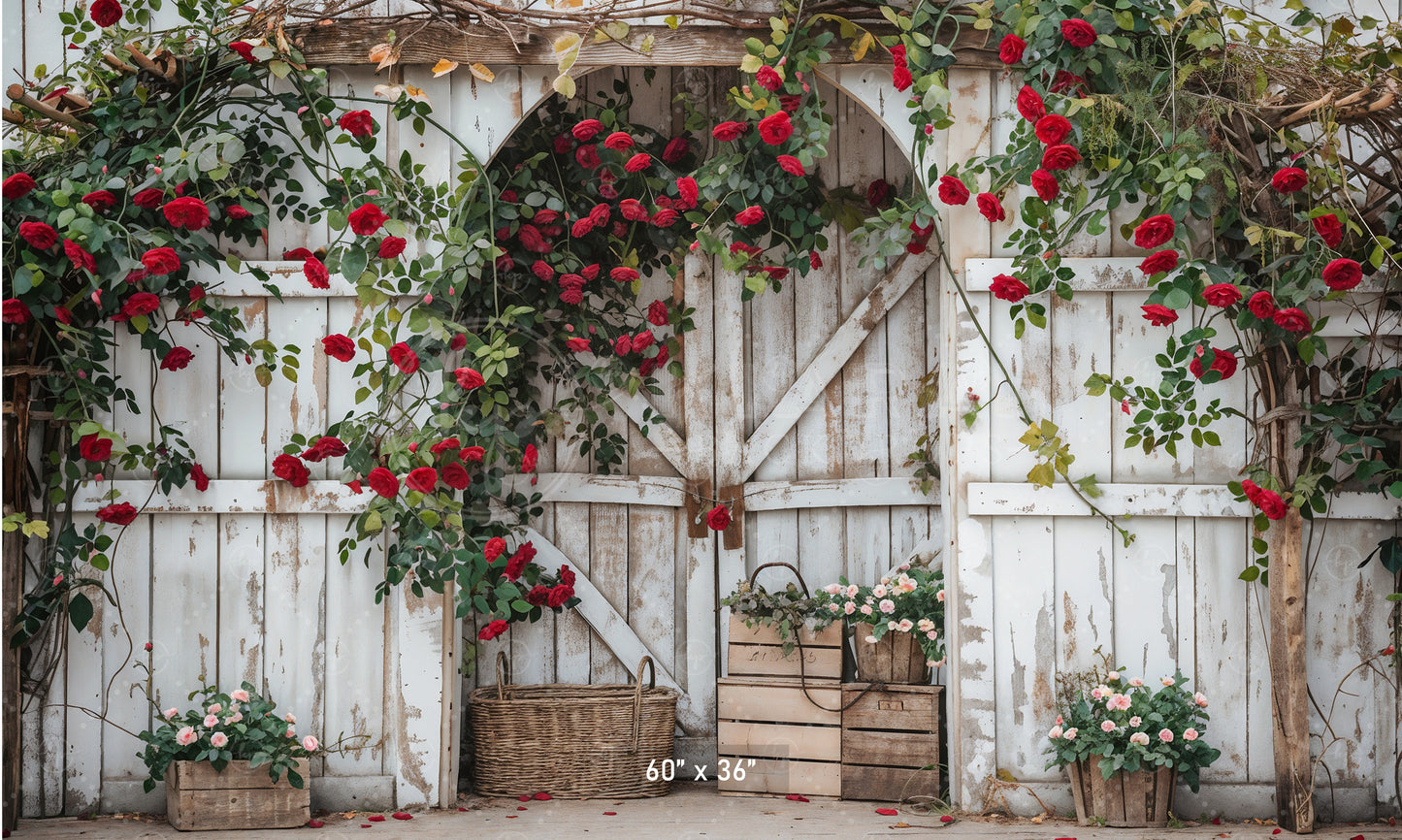 Rustic Rose Barn Archway Backdrop