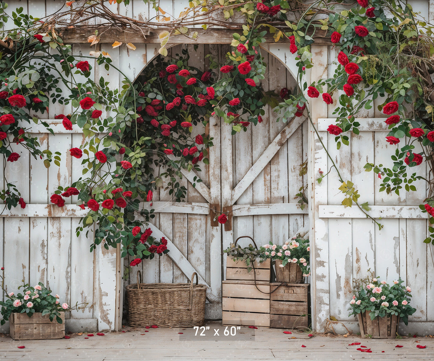 Rustic Rose Barn Archway Backdrop