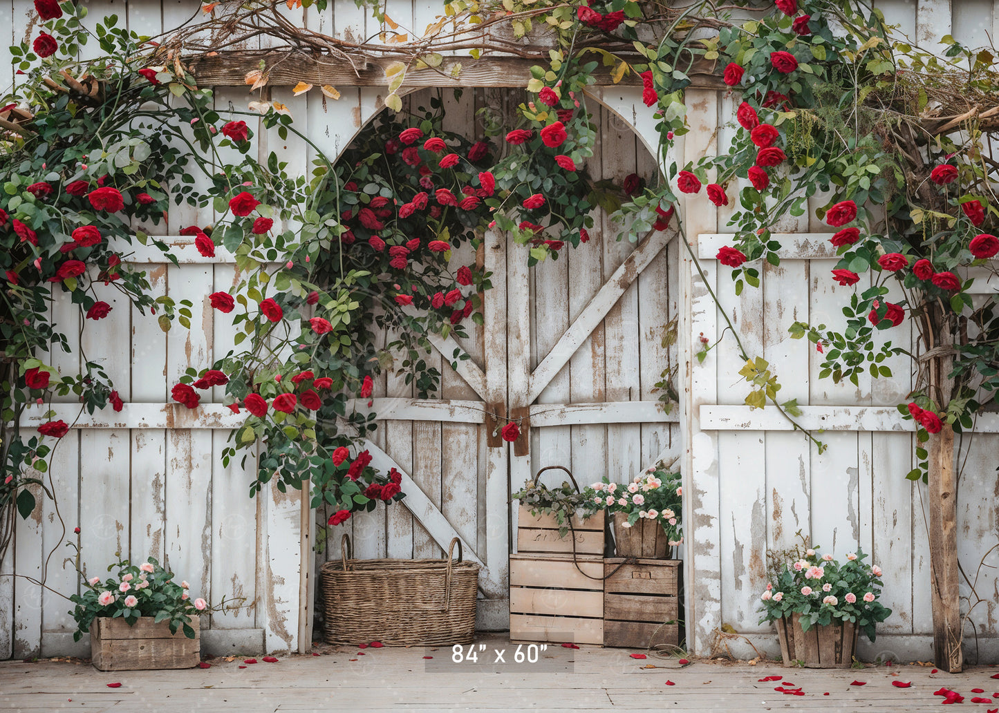 Rustic Rose Barn Archway Backdrop