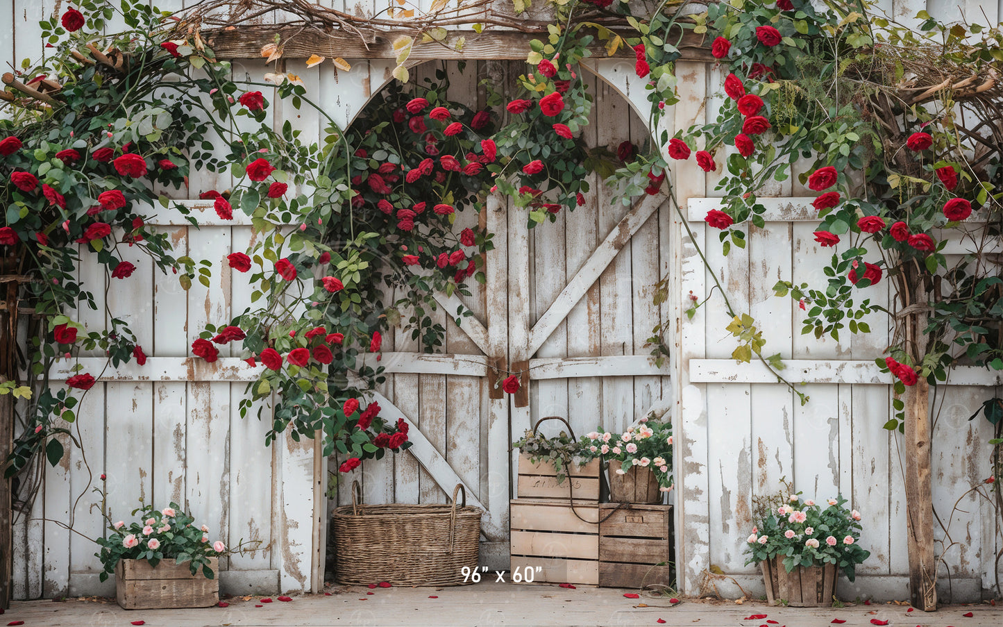 Rustic Rose Barn Archway Backdrop