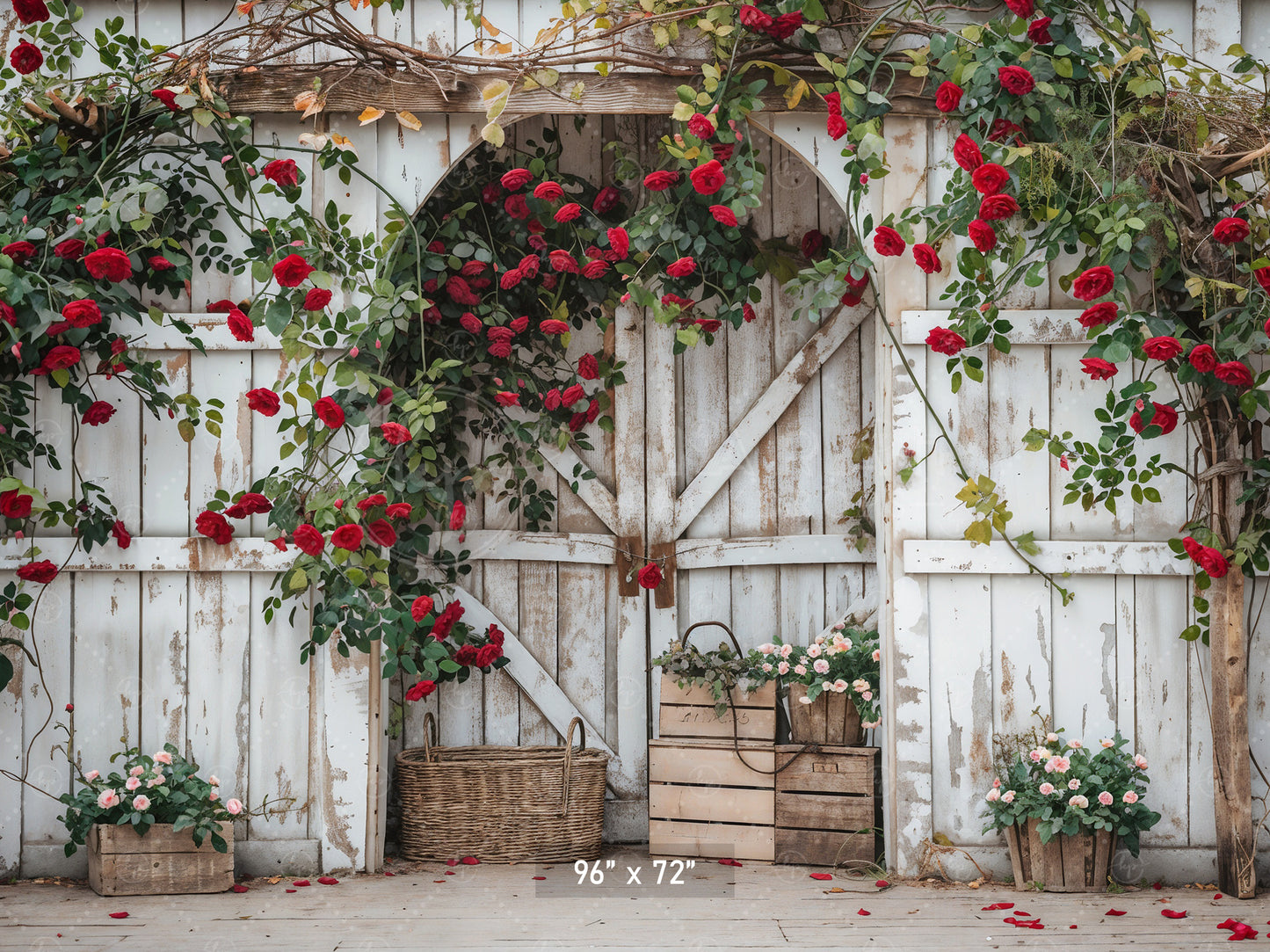 Rustic Rose Barn Archway Backdrop