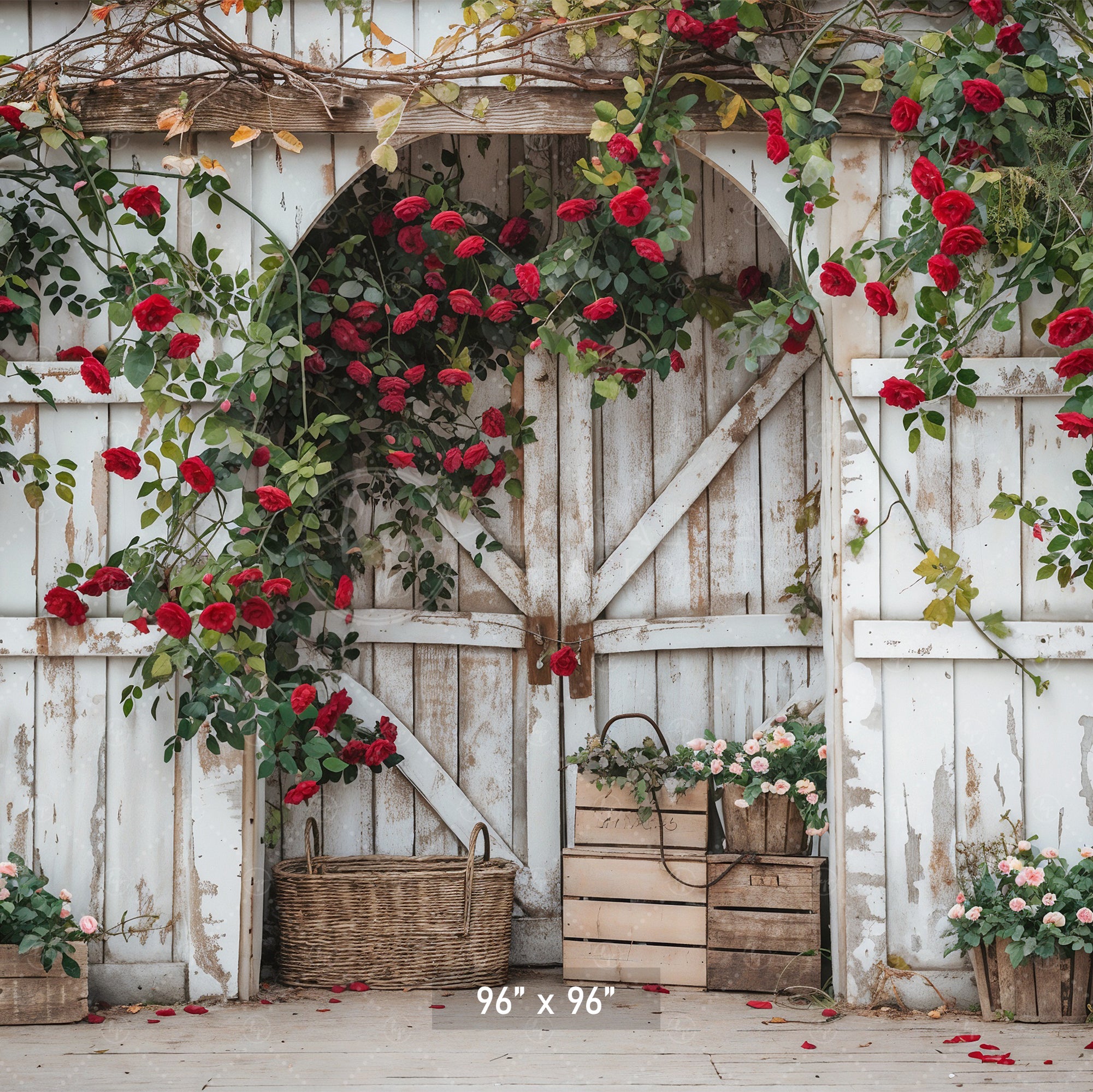 Rustic Rose Barn Archway Backdrop
