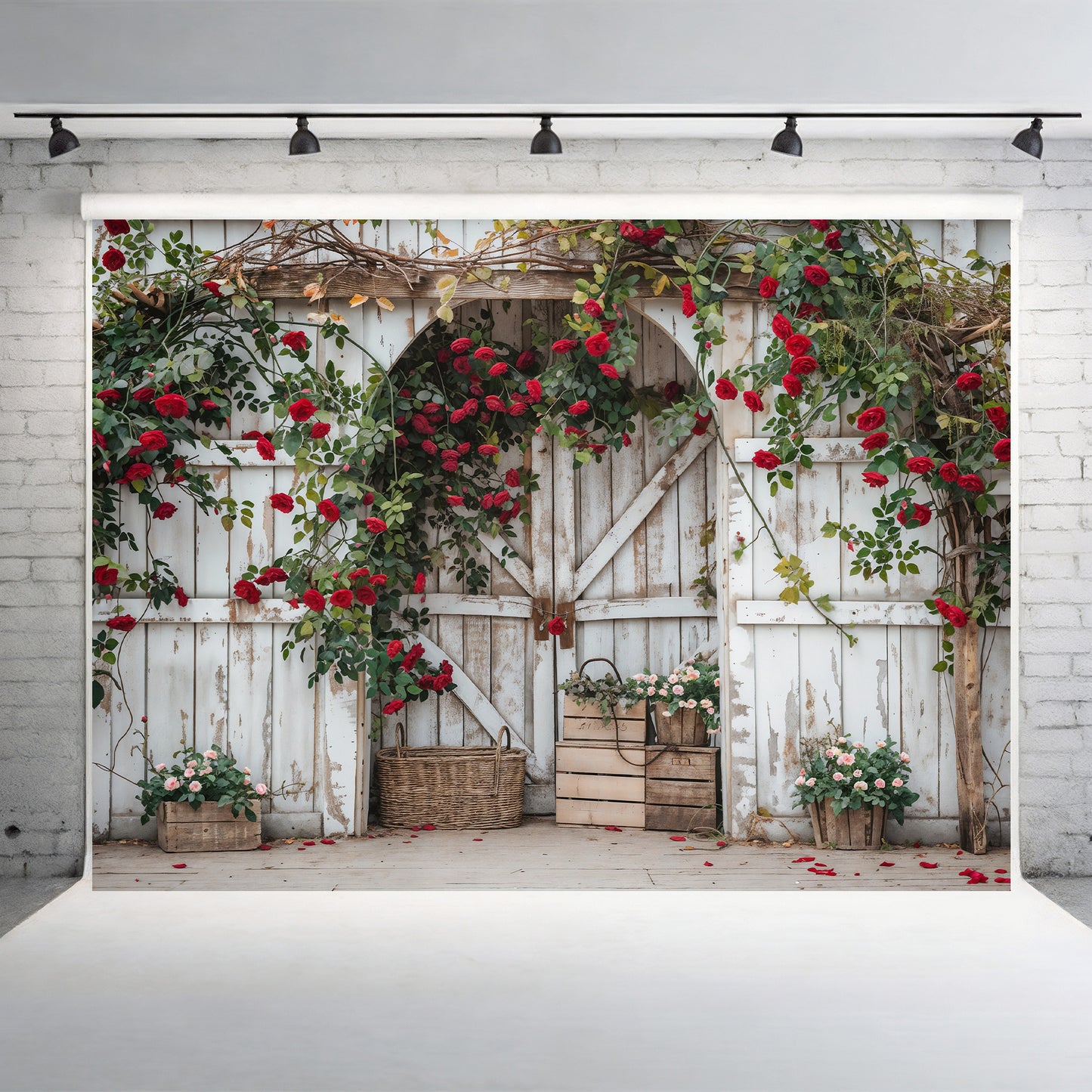 Rustic Rose Barn Archway Backdrop