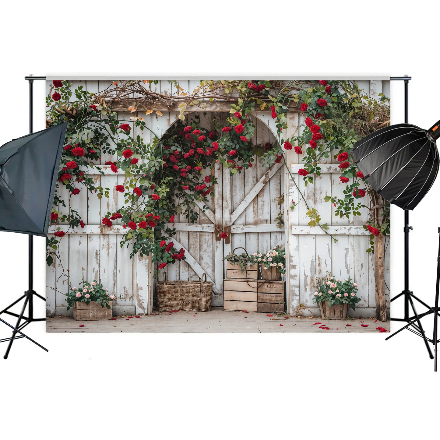 Rustic Rose Barn Archway Backdrop