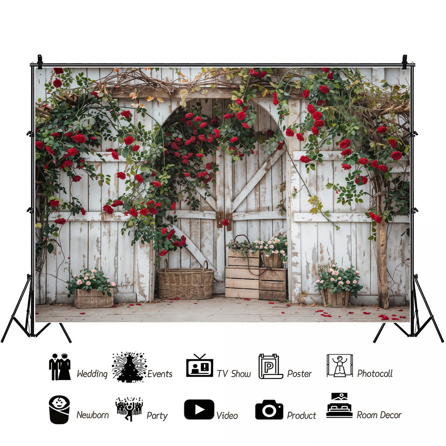 Rustic Rose Barn Archway Backdrop