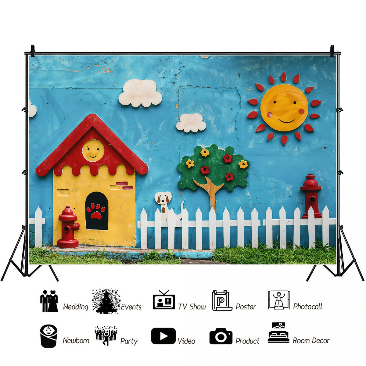 Funhouse Backdrop Sunny Day Playhouse Backdrop β Kiarah Backdrops