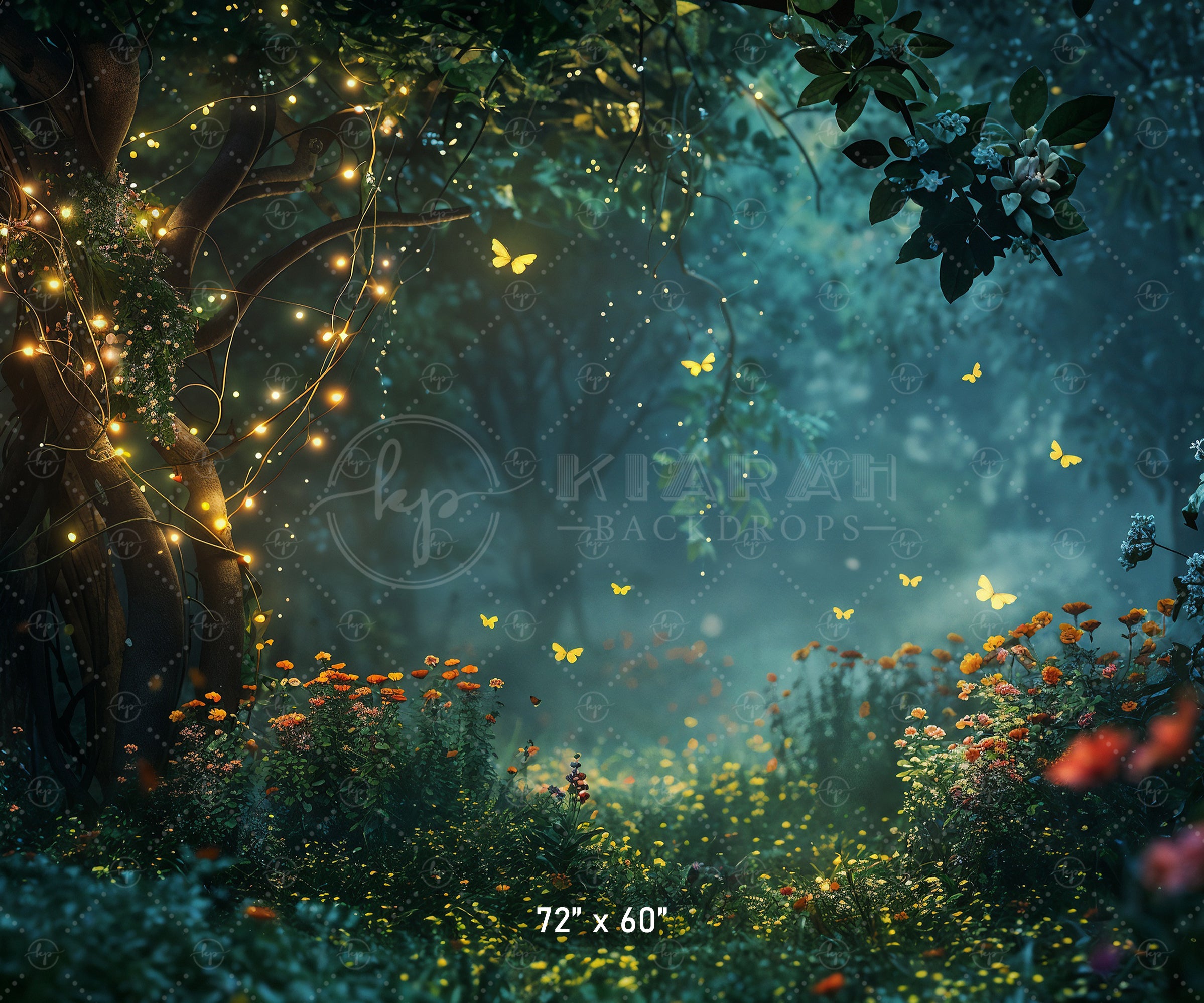 Enchanted Forest with Fairy Lights Backdrop