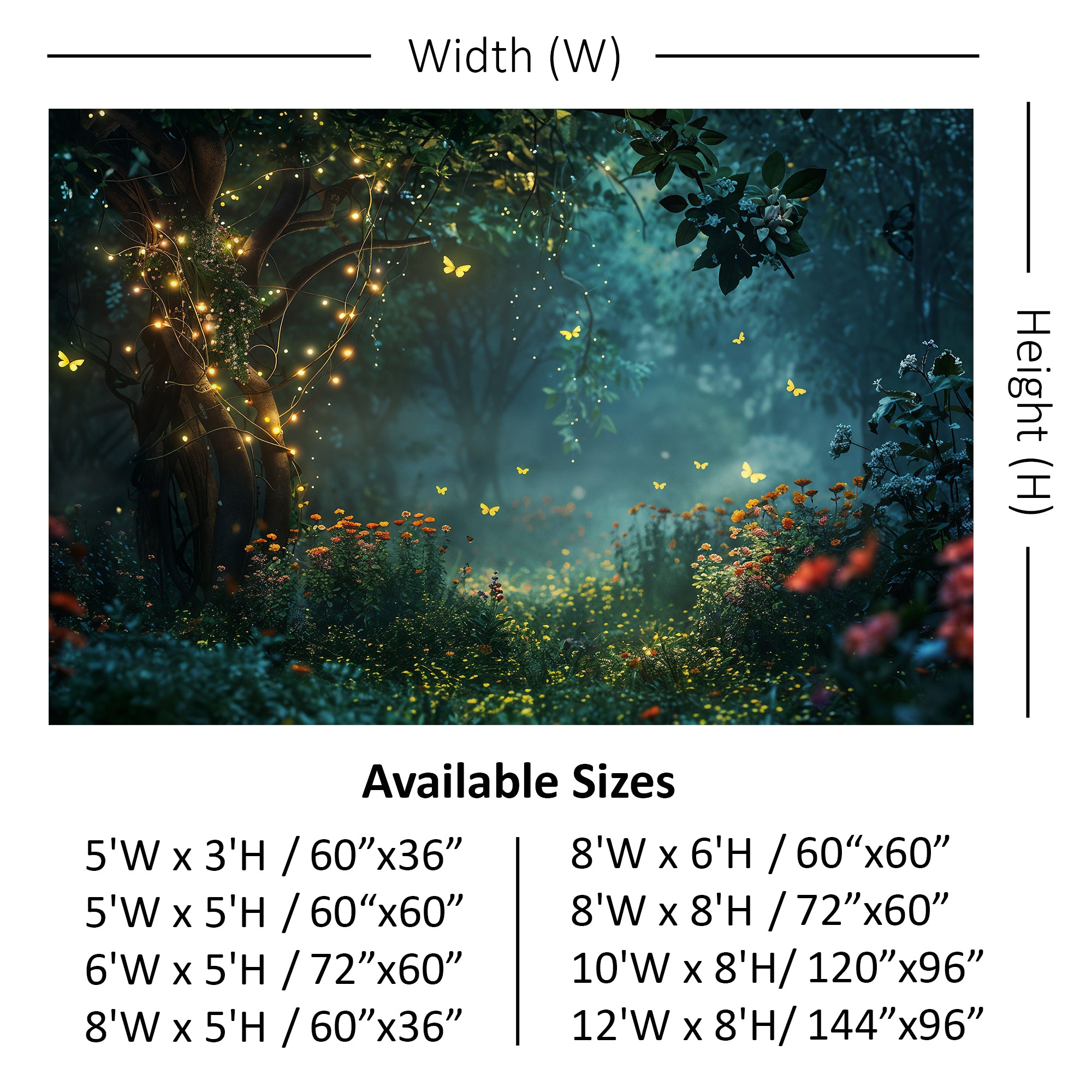 Enchanted Forest with Fairy Lights Backdrop