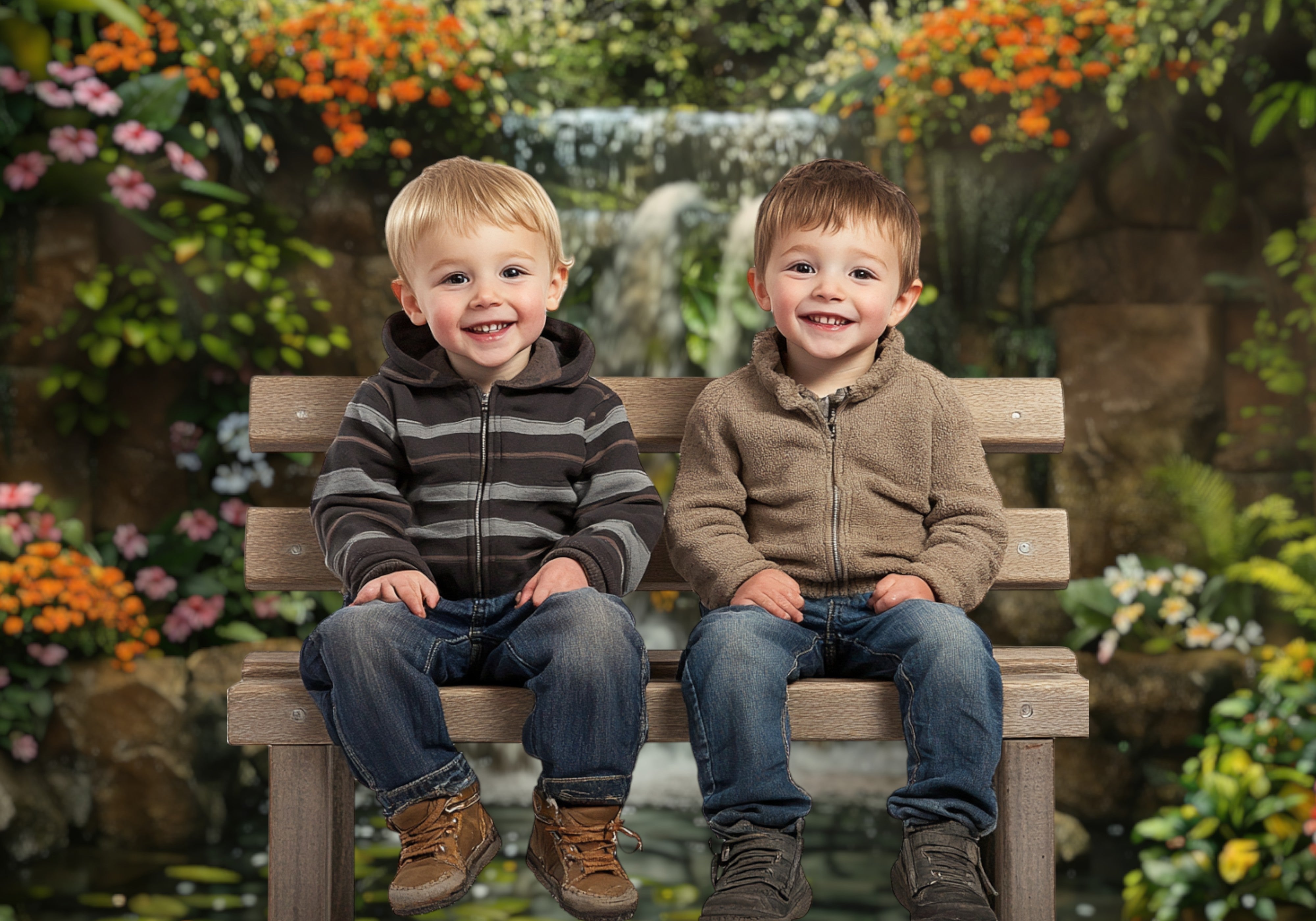 Tranquil Garden Waterfall Backdrop