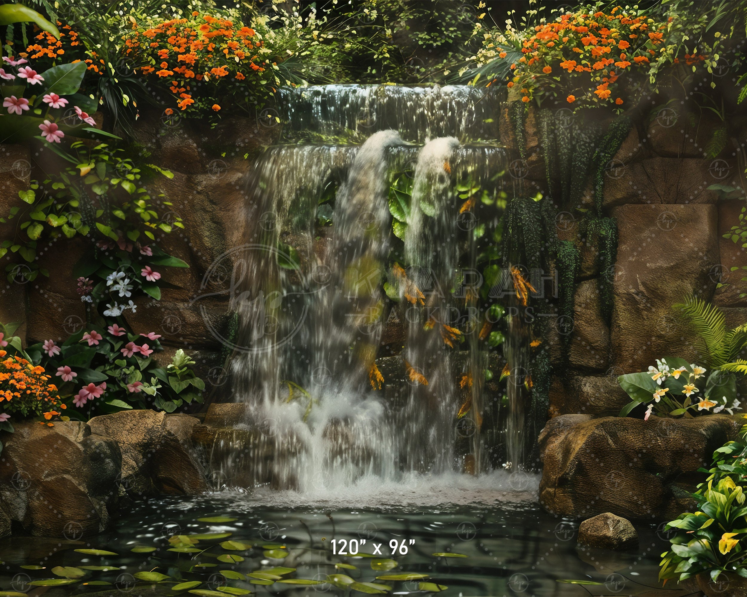 Tranquil Garden Waterfall Backdrop