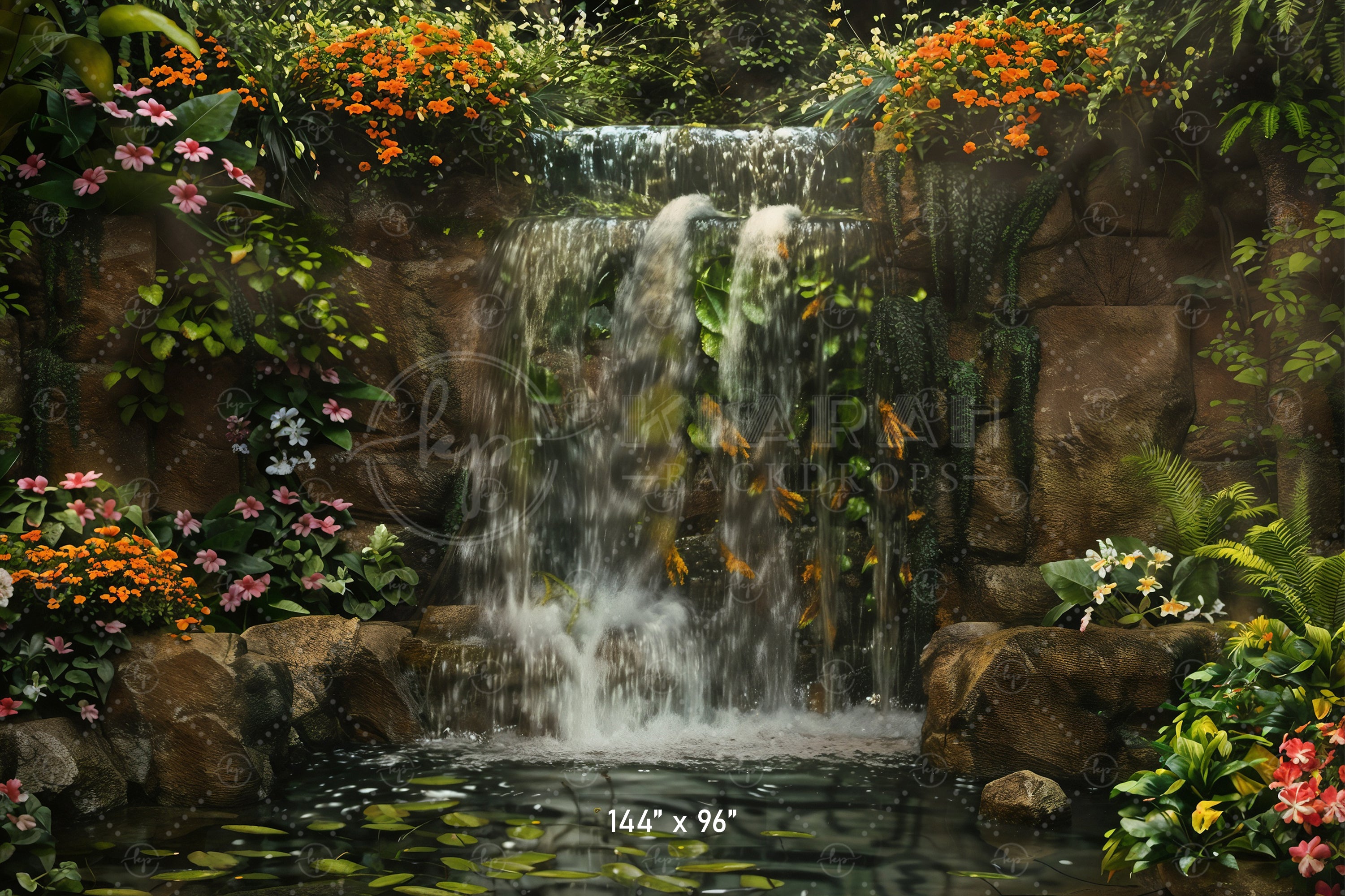 Tranquil Garden Waterfall Backdrop