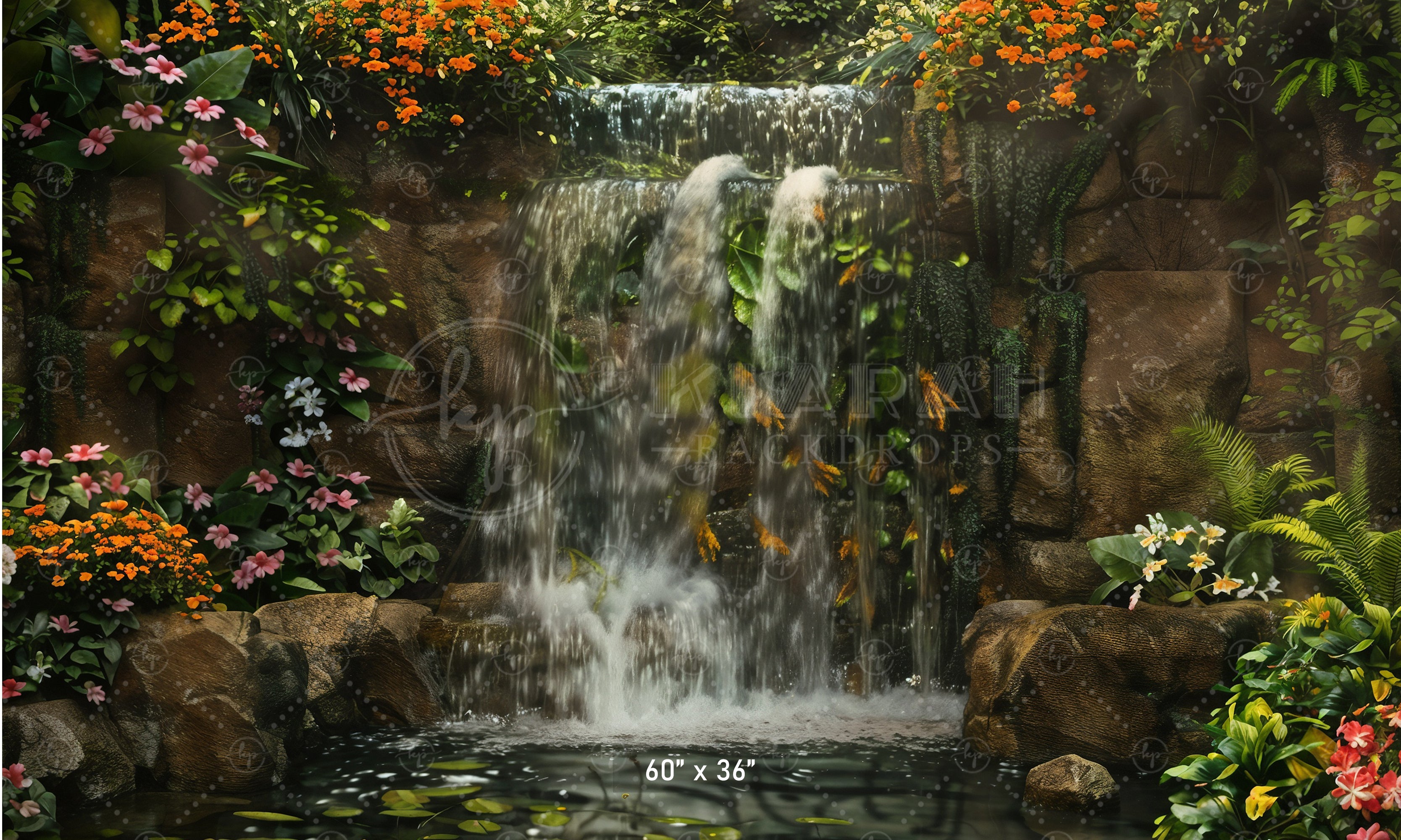 Tranquil Garden Waterfall Backdrop