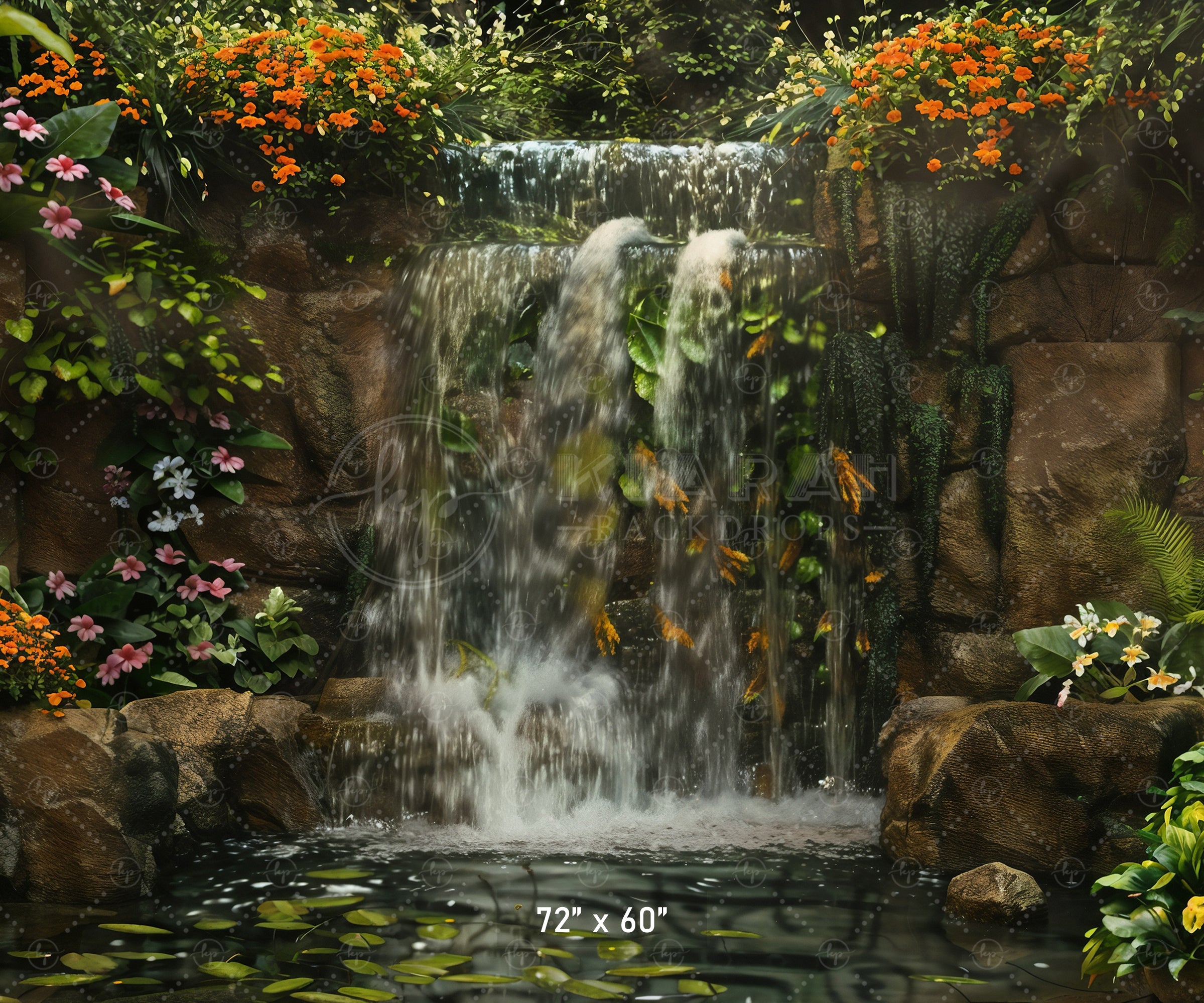 Tranquil Garden Waterfall Backdrop