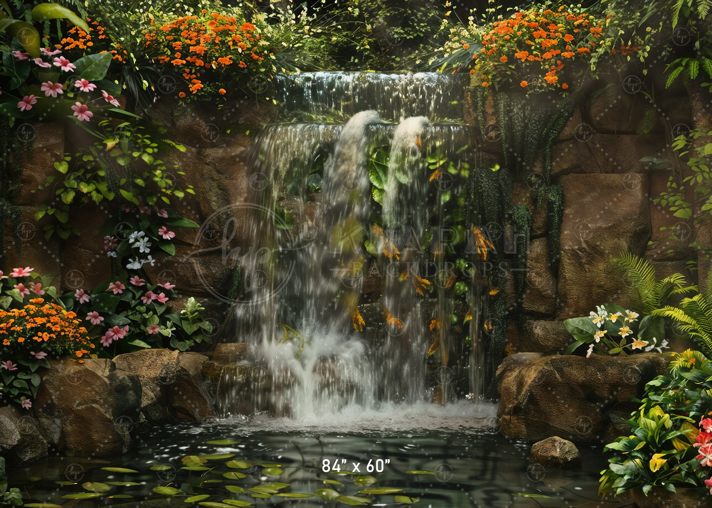 Tranquil Garden Waterfall Backdrop