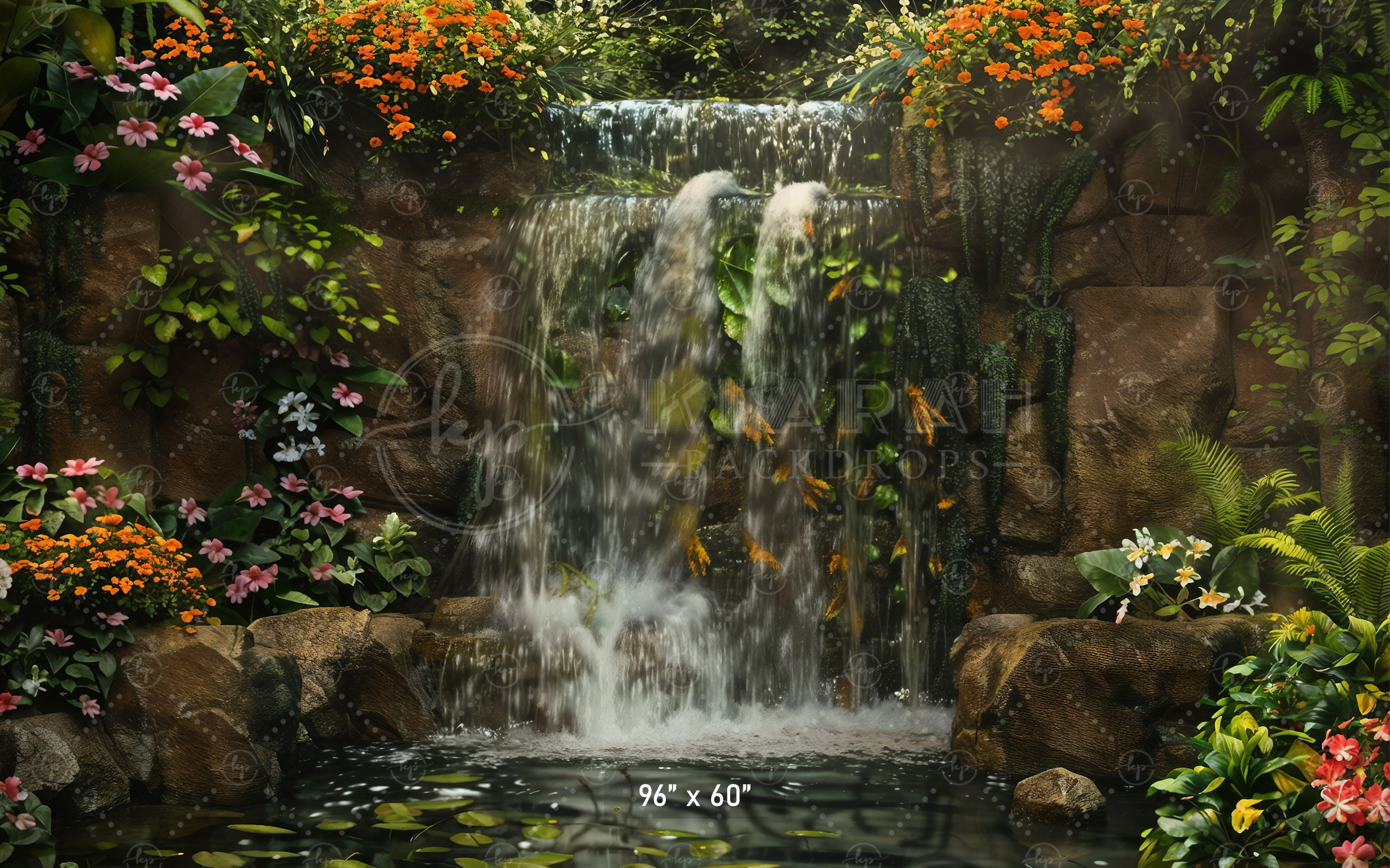 Tranquil Garden Waterfall Backdrop