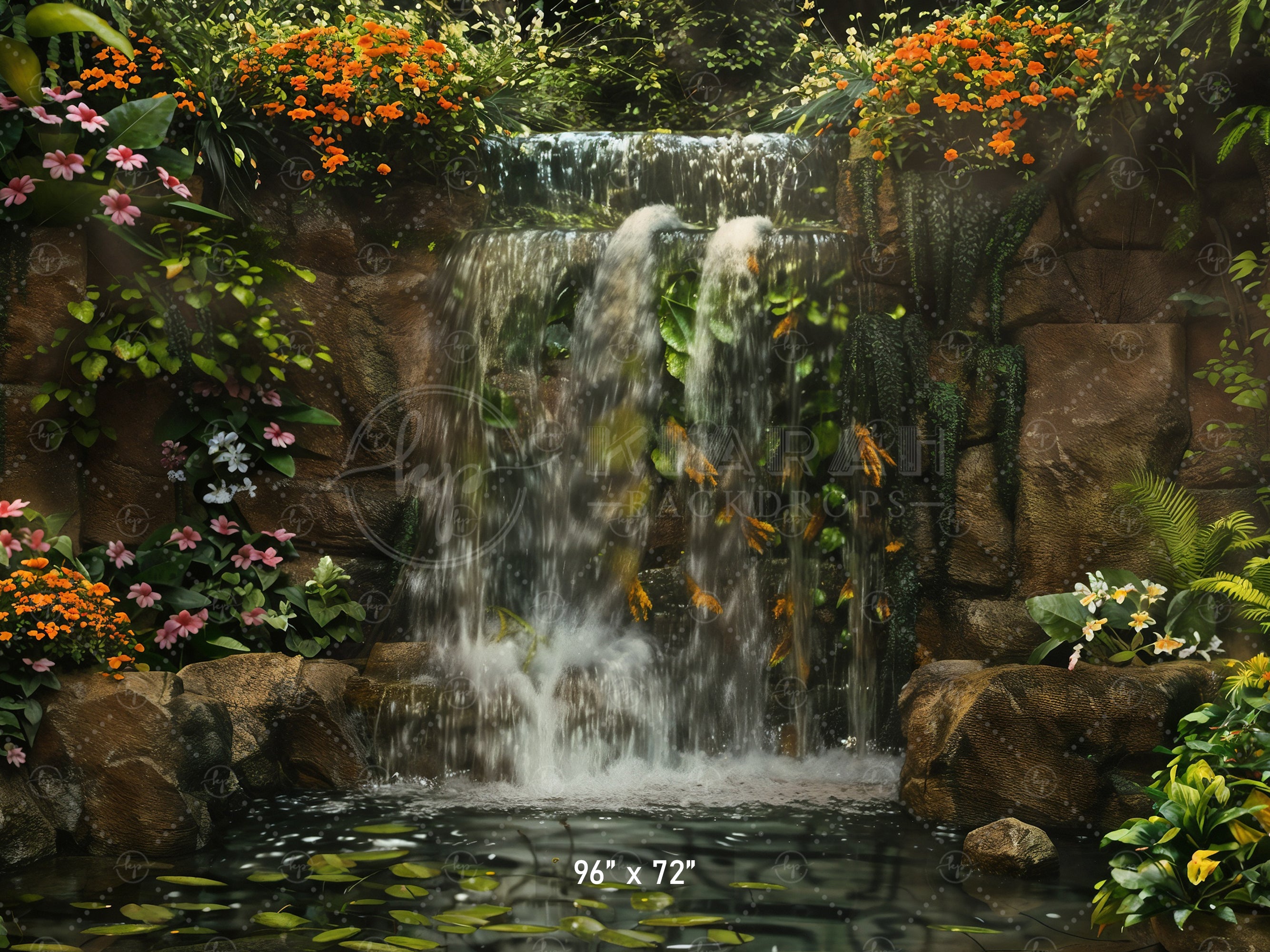 Tranquil Garden Waterfall Backdrop
