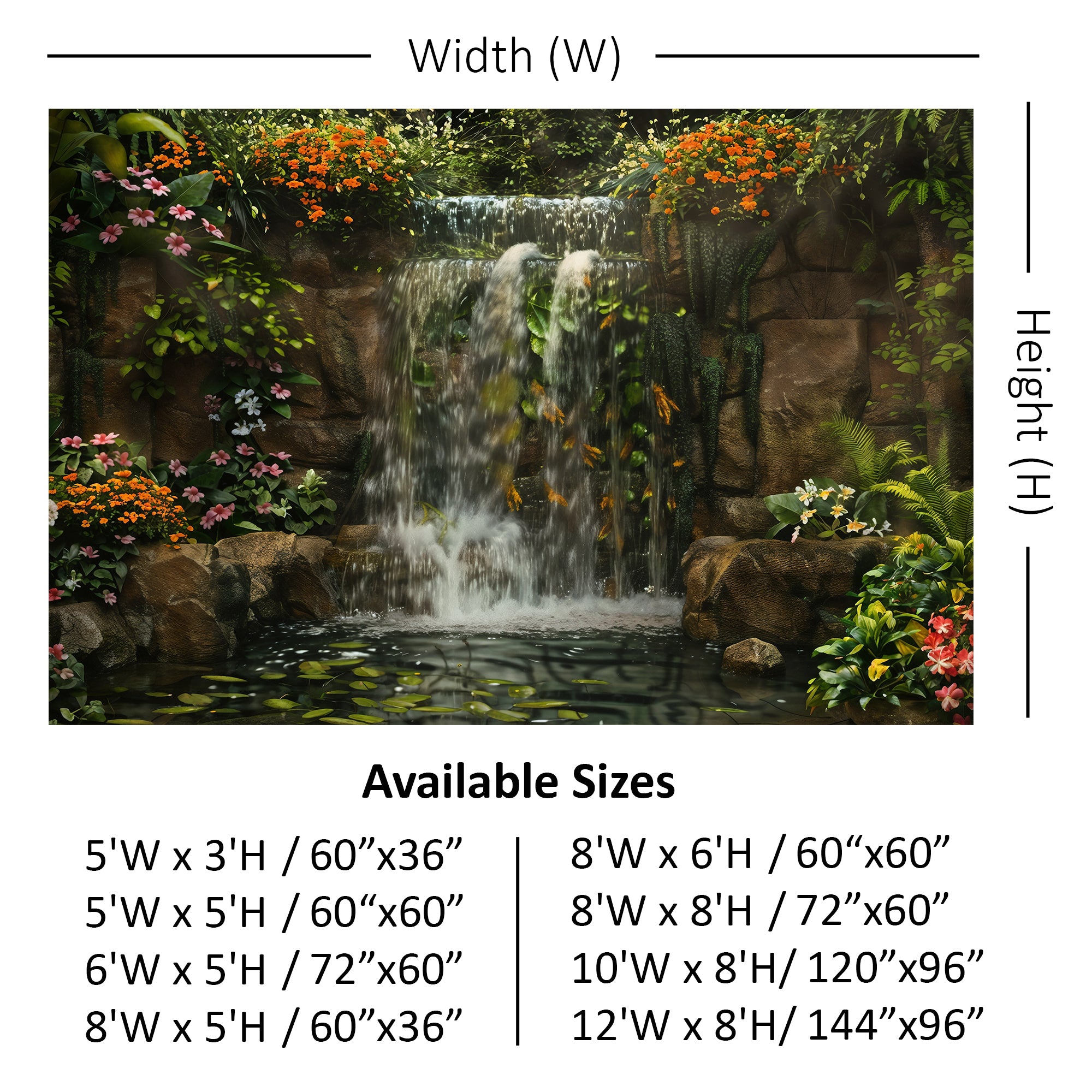 Tranquil Garden Waterfall Backdrop
