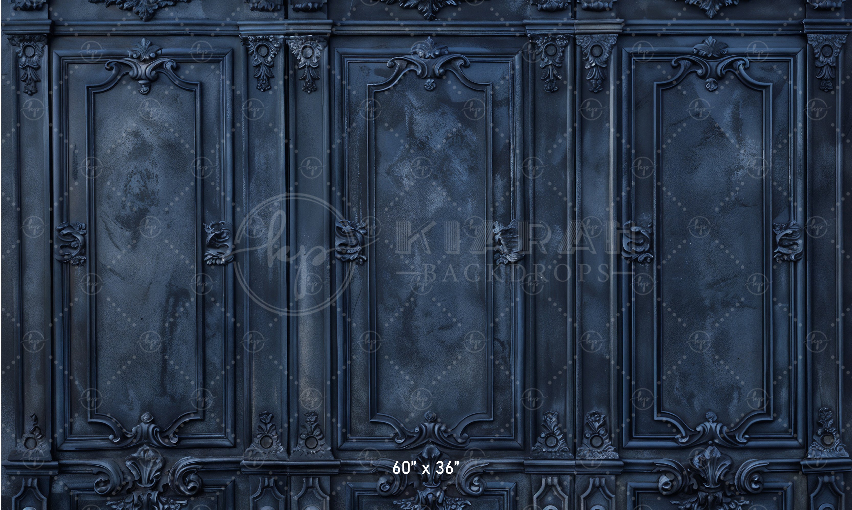 Vintage Ornate Blue Wall Backdrop