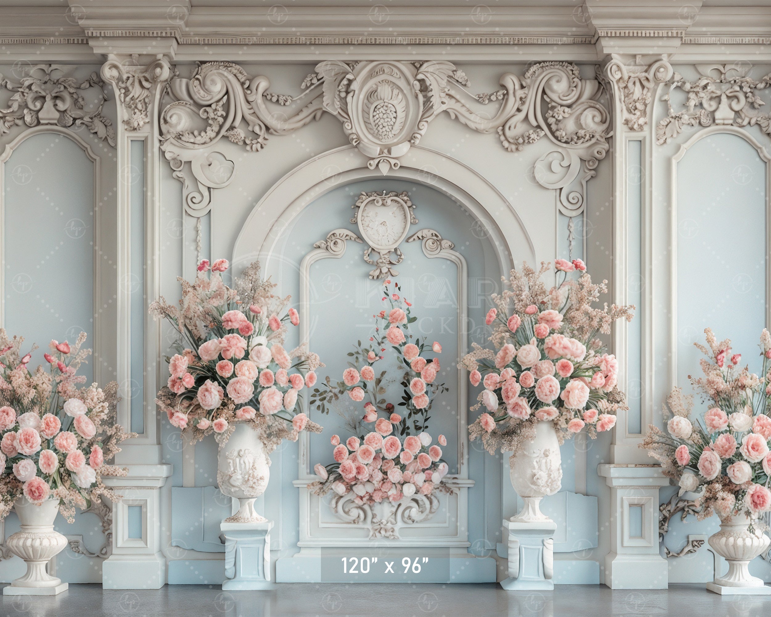 Elegant Floral Mansion Backdrop