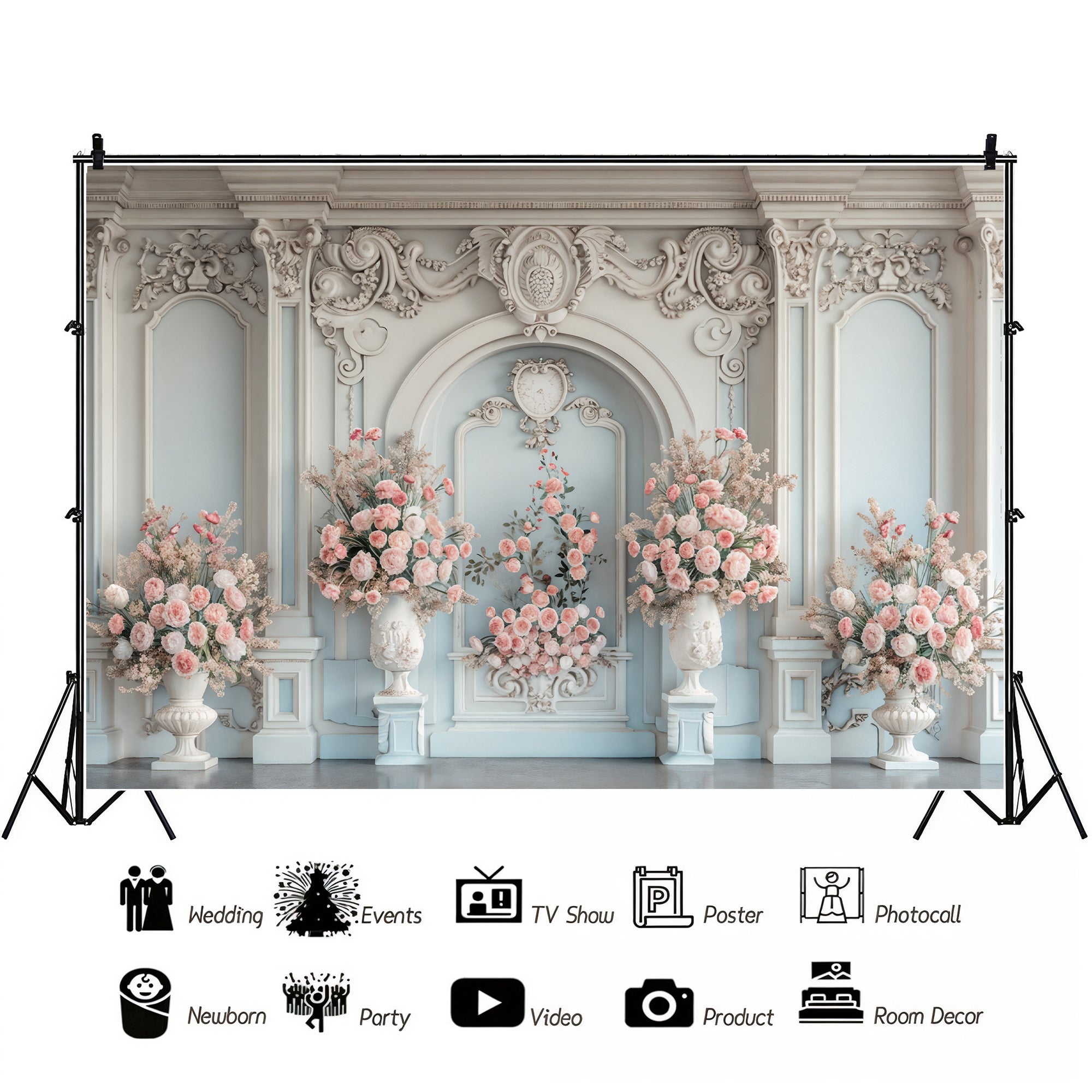 Elegant Floral Mansion Backdrop