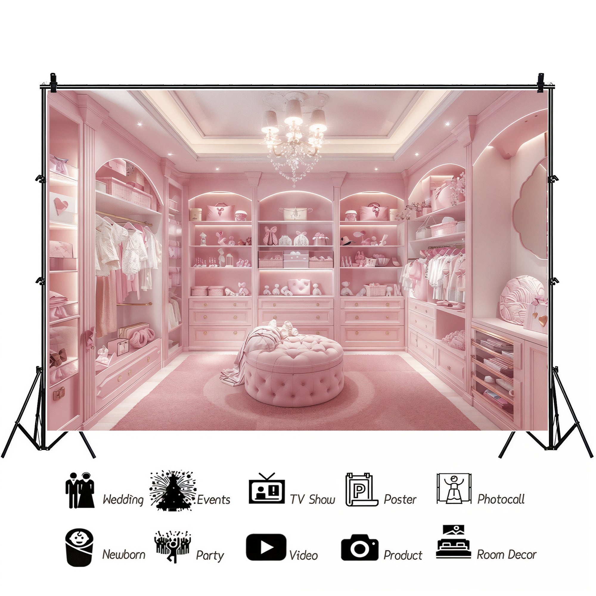 Luxe Pink Nursery Closet Backdrop