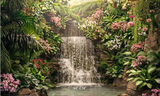 Tropical Waterfall Paradise Backdrop