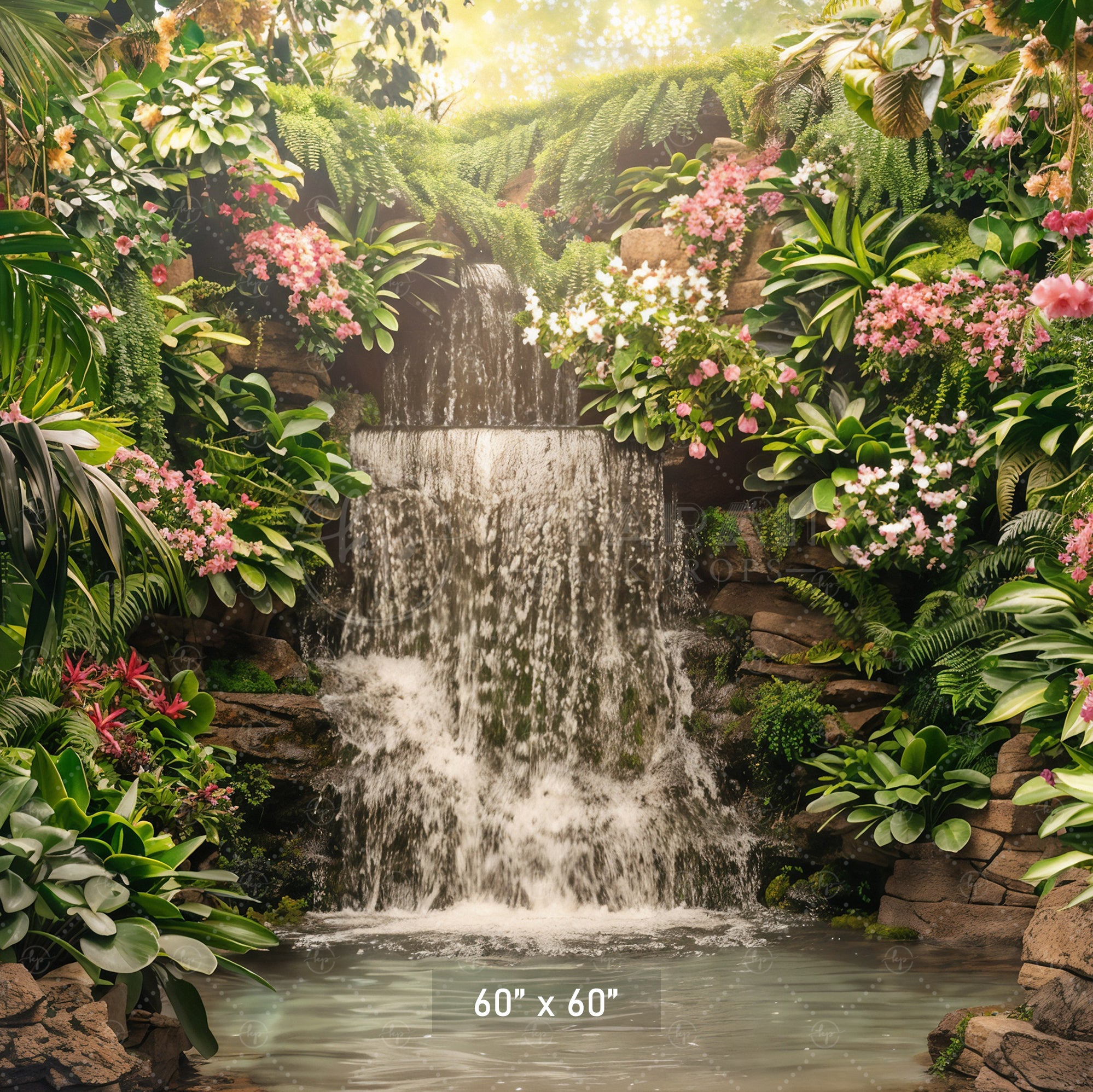 Tropical Waterfall Paradise Backdrop