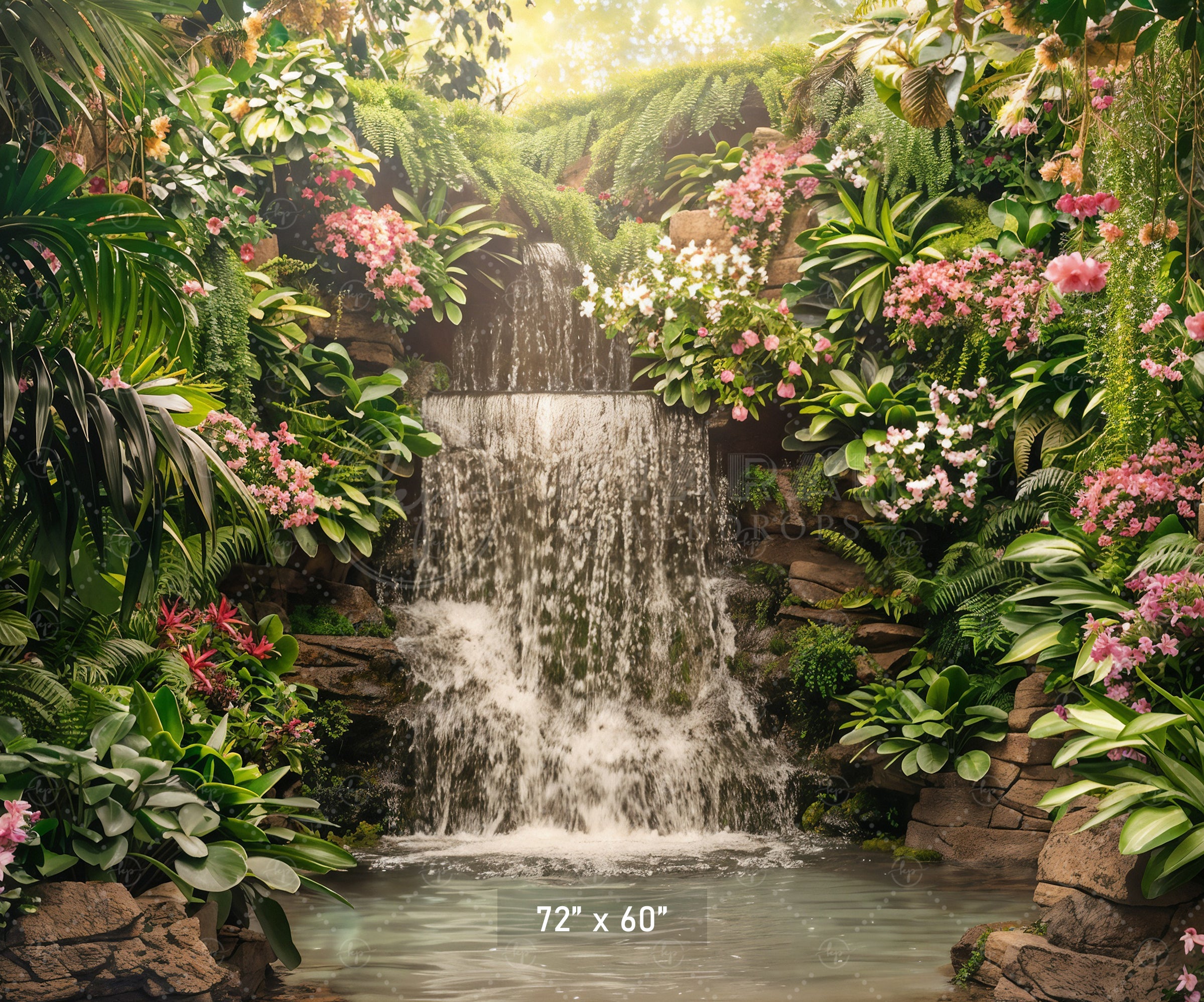 Tropical Waterfall Paradise Backdrop