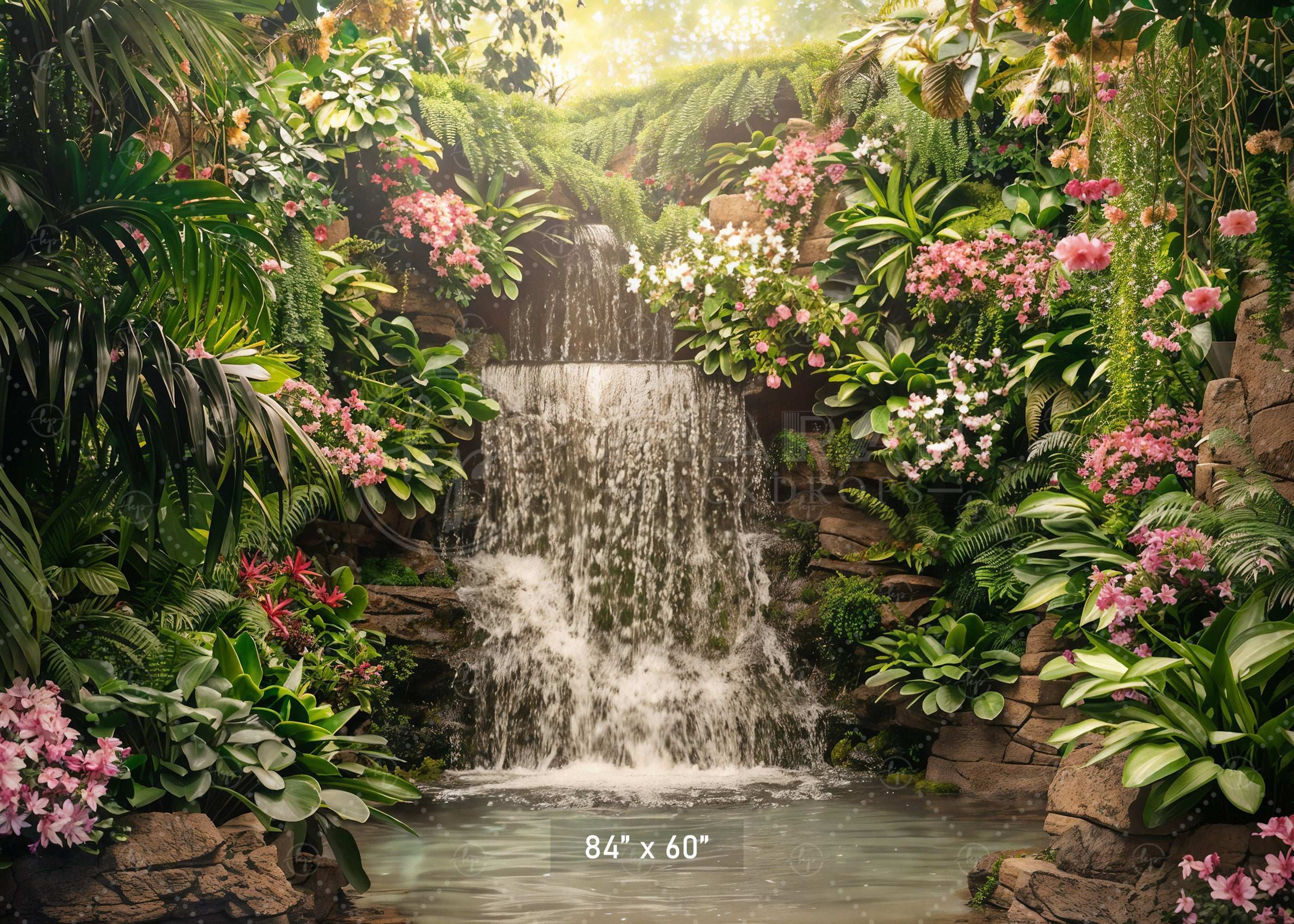 Tropical Waterfall Paradise Backdrop