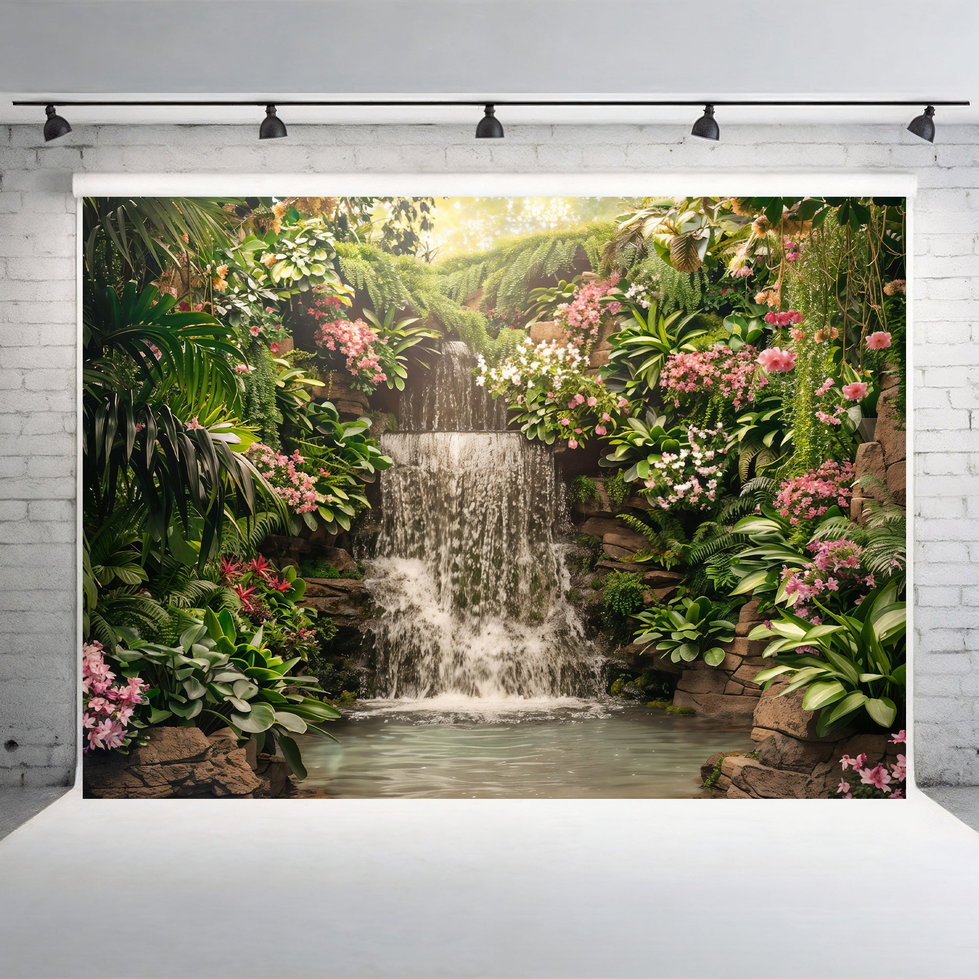 Tropical Waterfall Paradise Backdrop