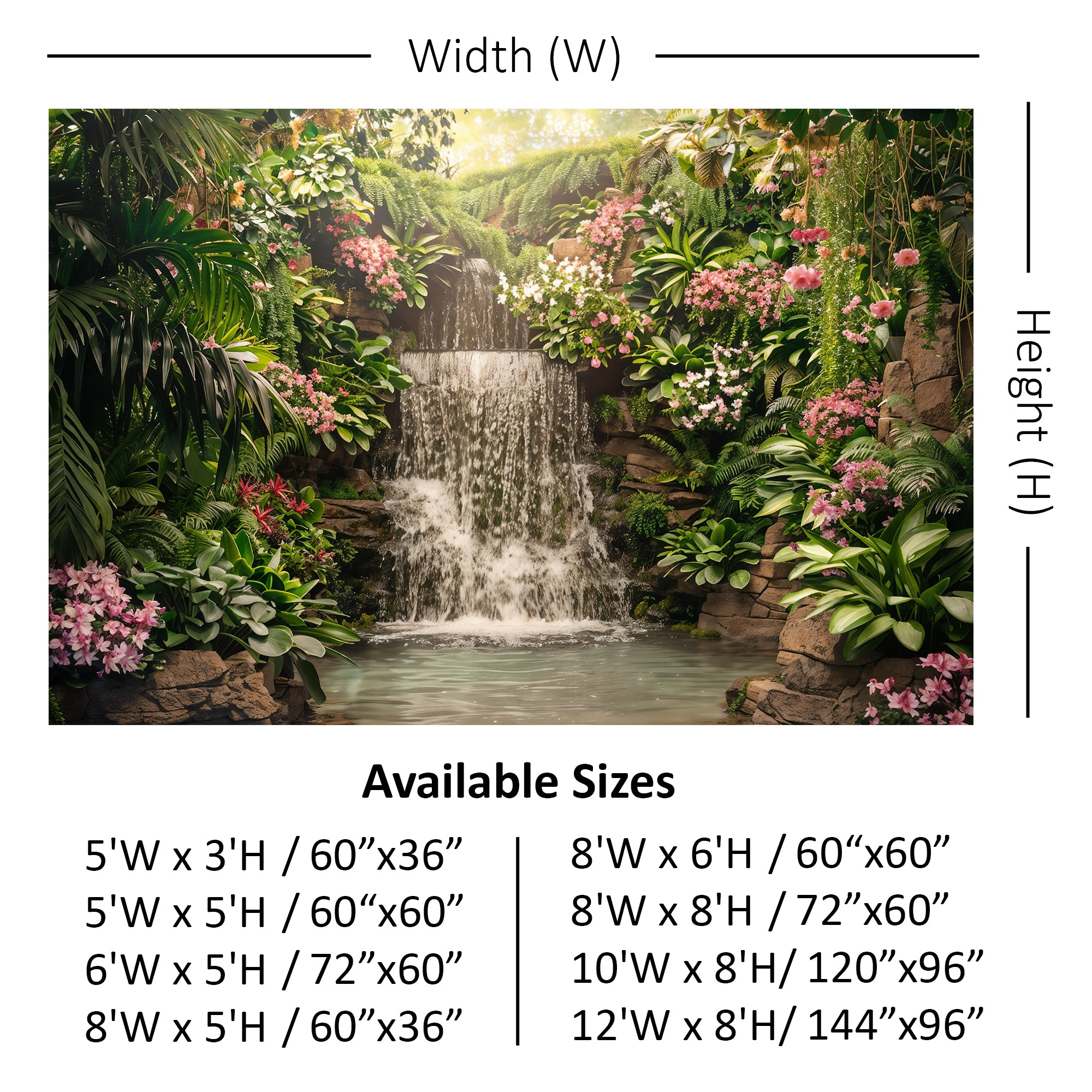 Tropical Waterfall Paradise Backdrop