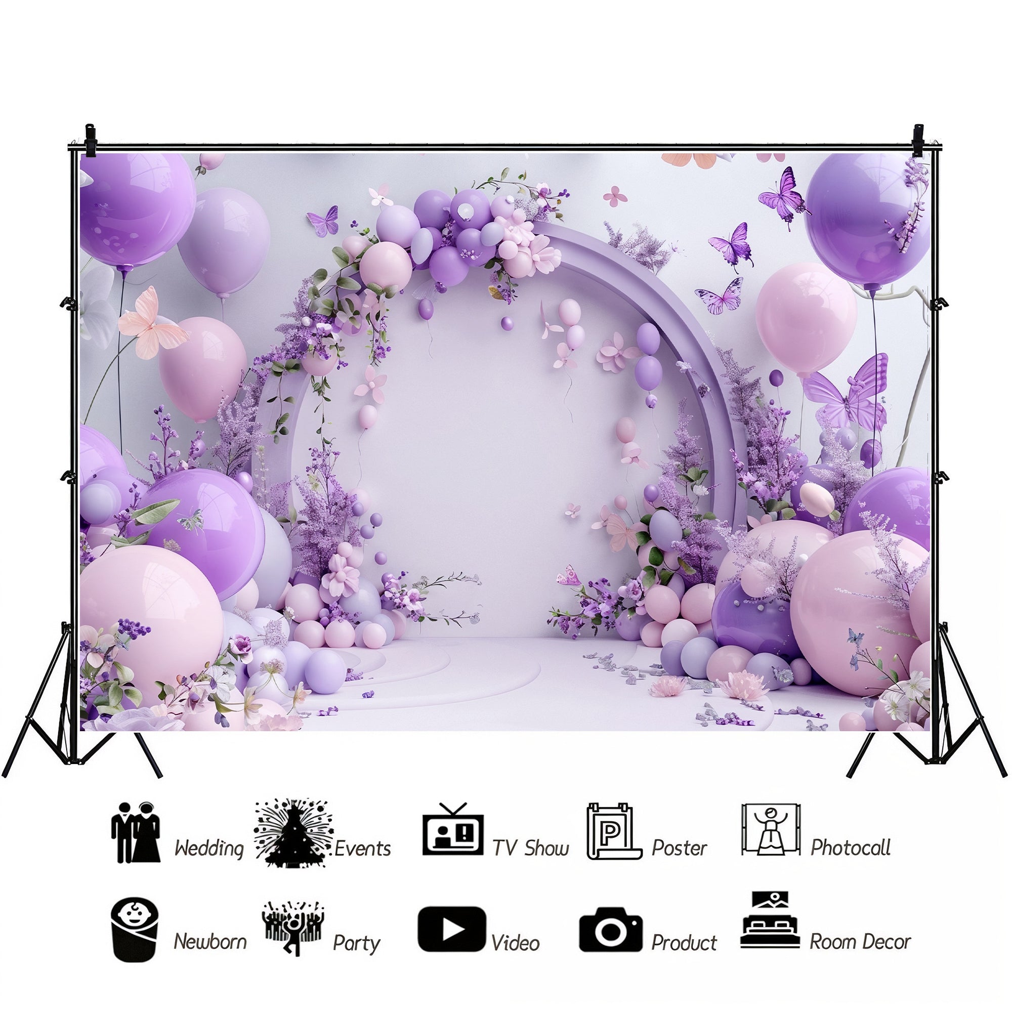 Lavender Butterfly Archway Backdrop