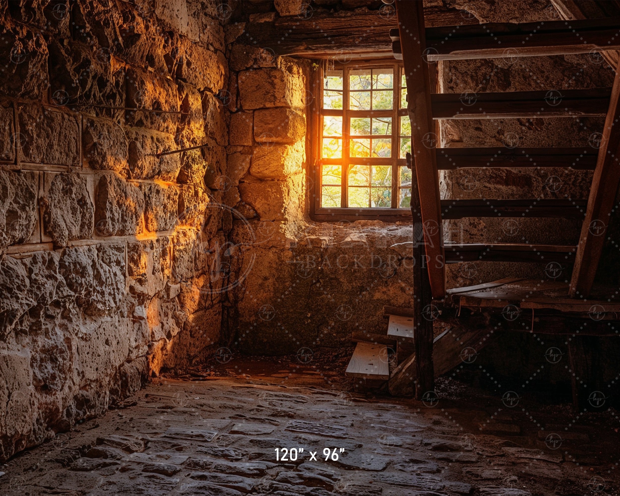 Rustic Stone Stairwell Backdrop