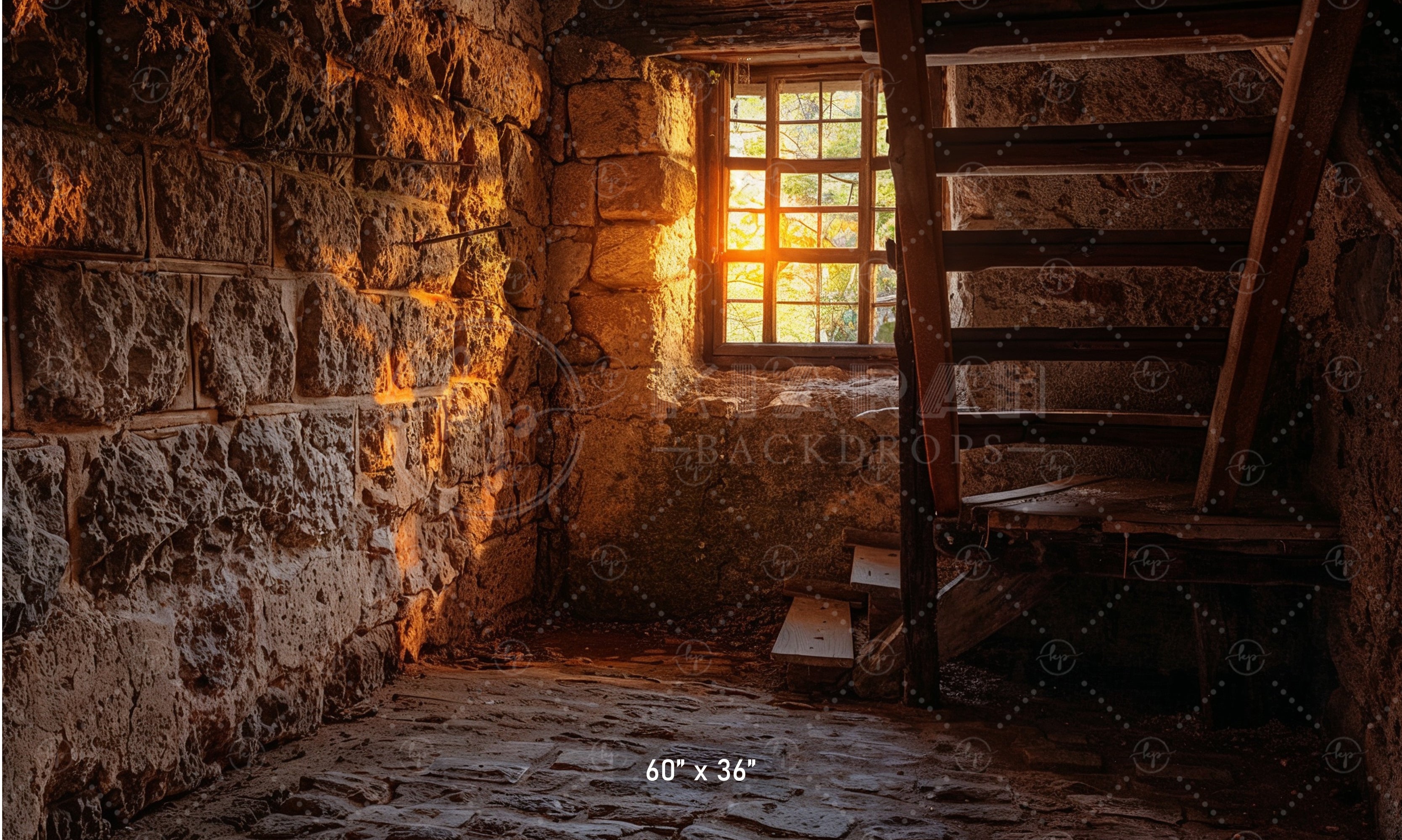 Rustic Stone Stairwell Backdrop