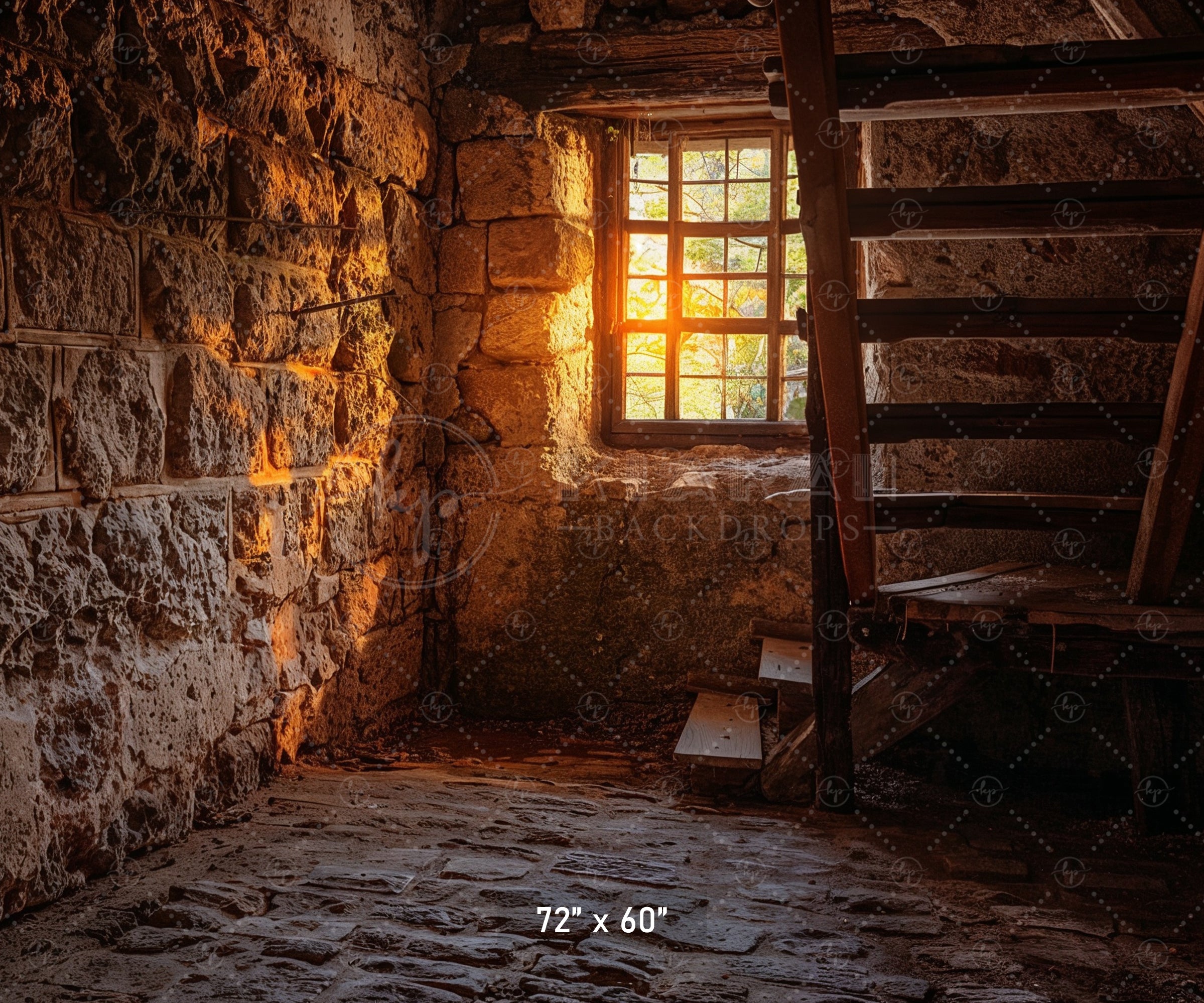 Rustic Stone Stairwell Backdrop