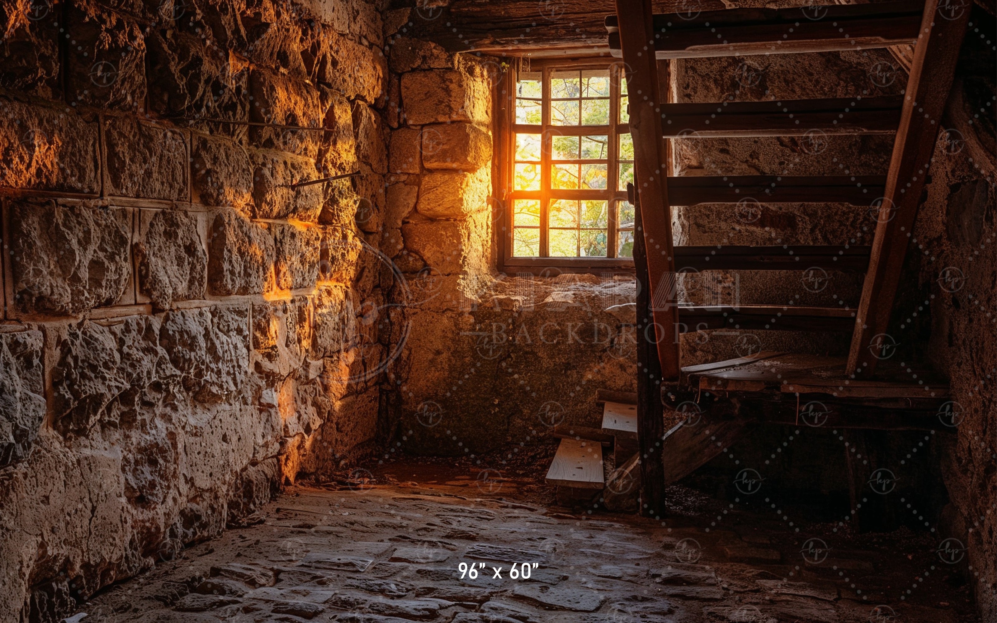 Rustic Stone Stairwell Backdrop