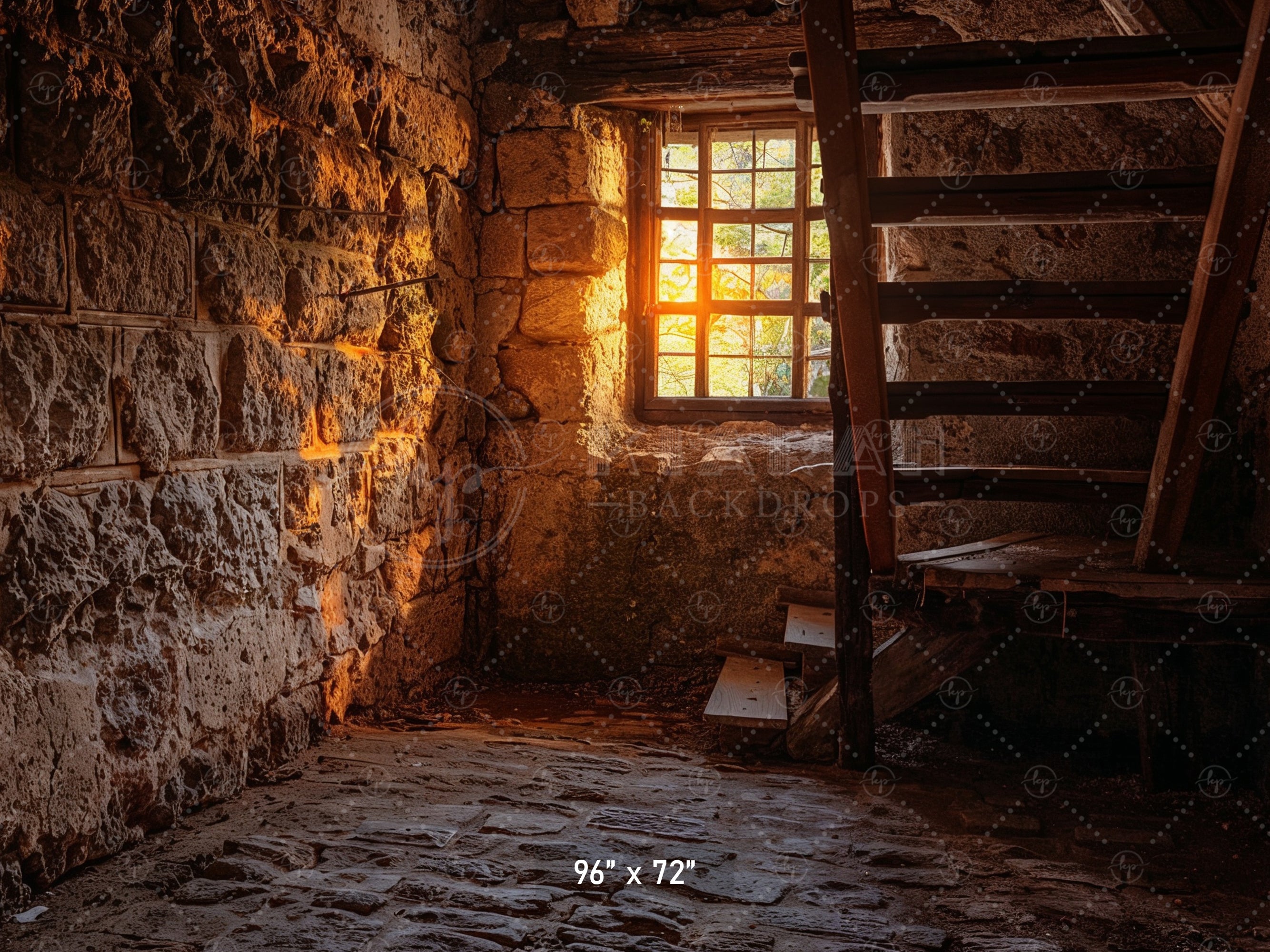 Rustic Stone Stairwell Backdrop