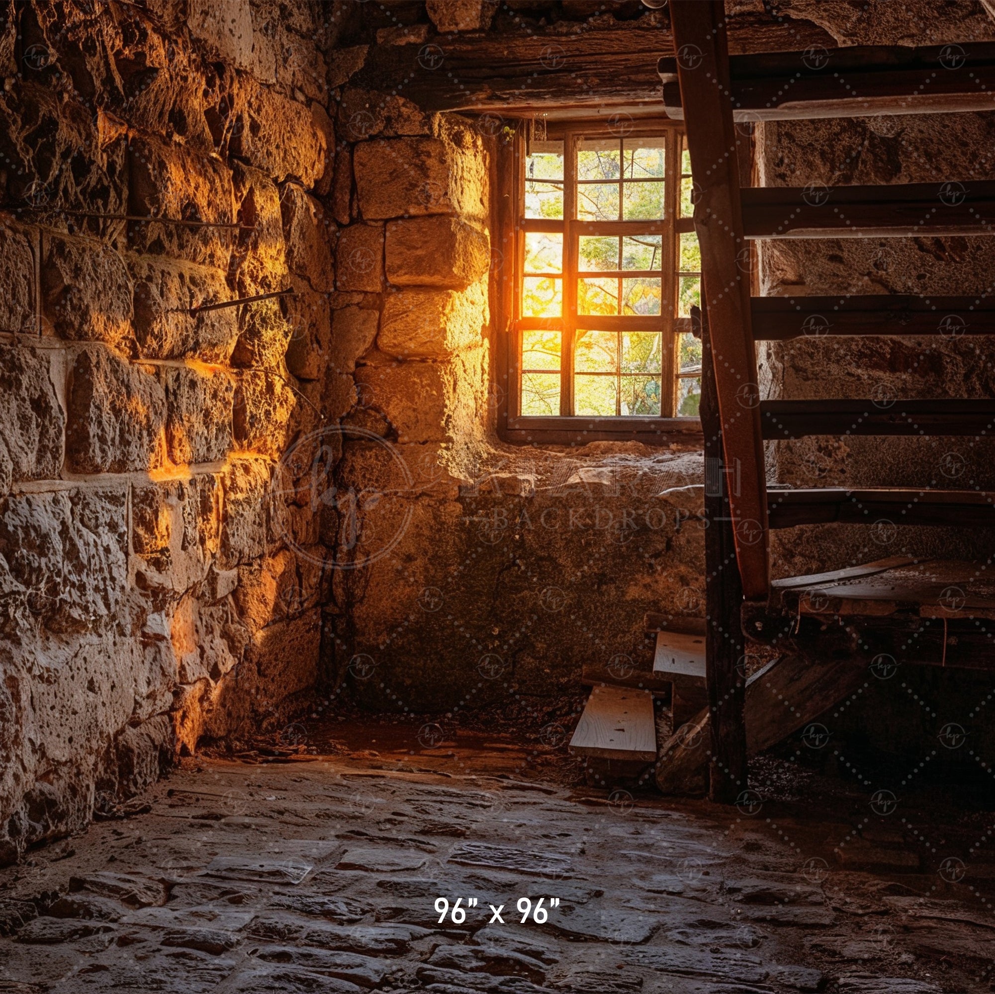 Rustic Stone Stairwell Backdrop