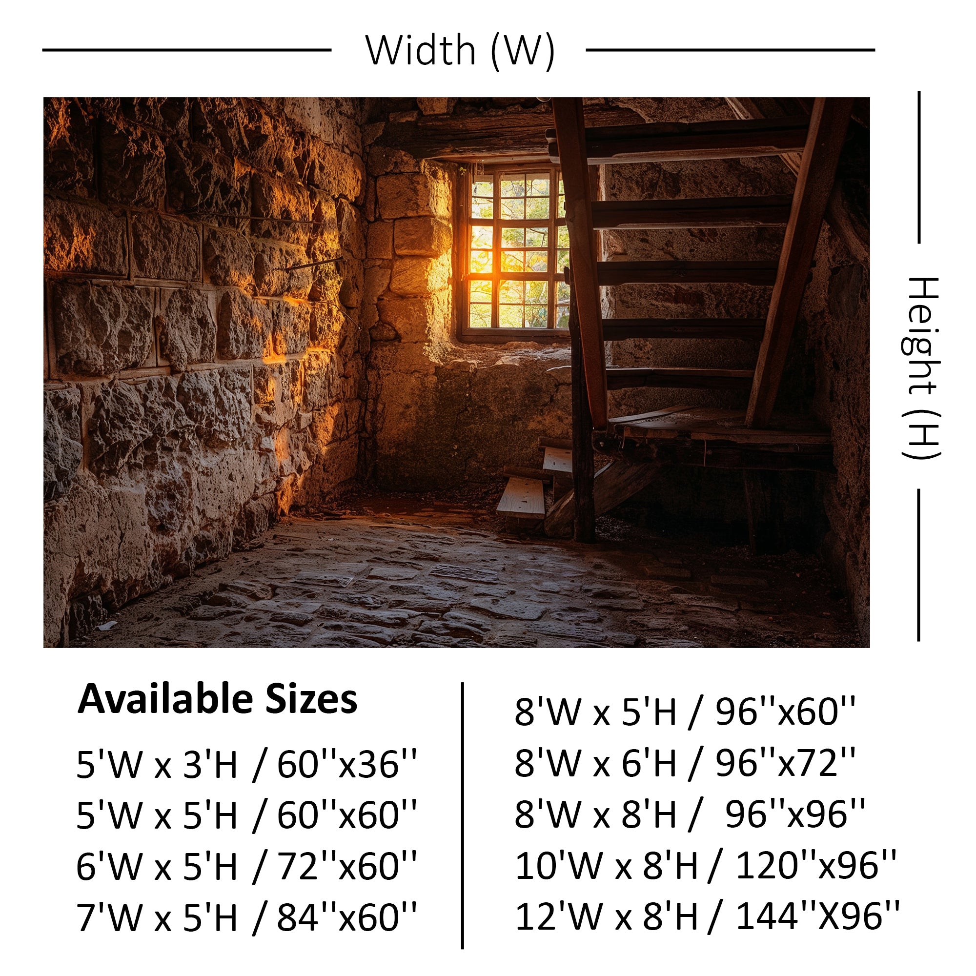 Rustic Stone Stairwell Backdrop