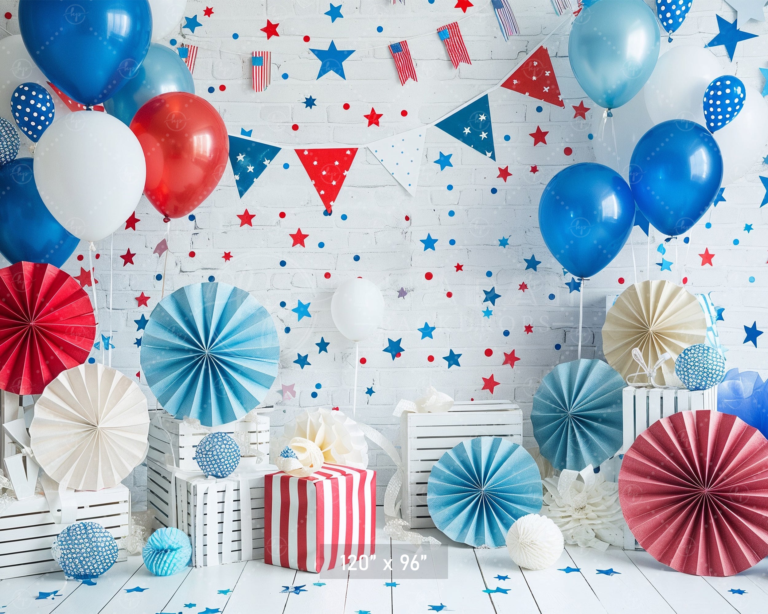 Patriotic Stars and Stripes Celebration Backdrop