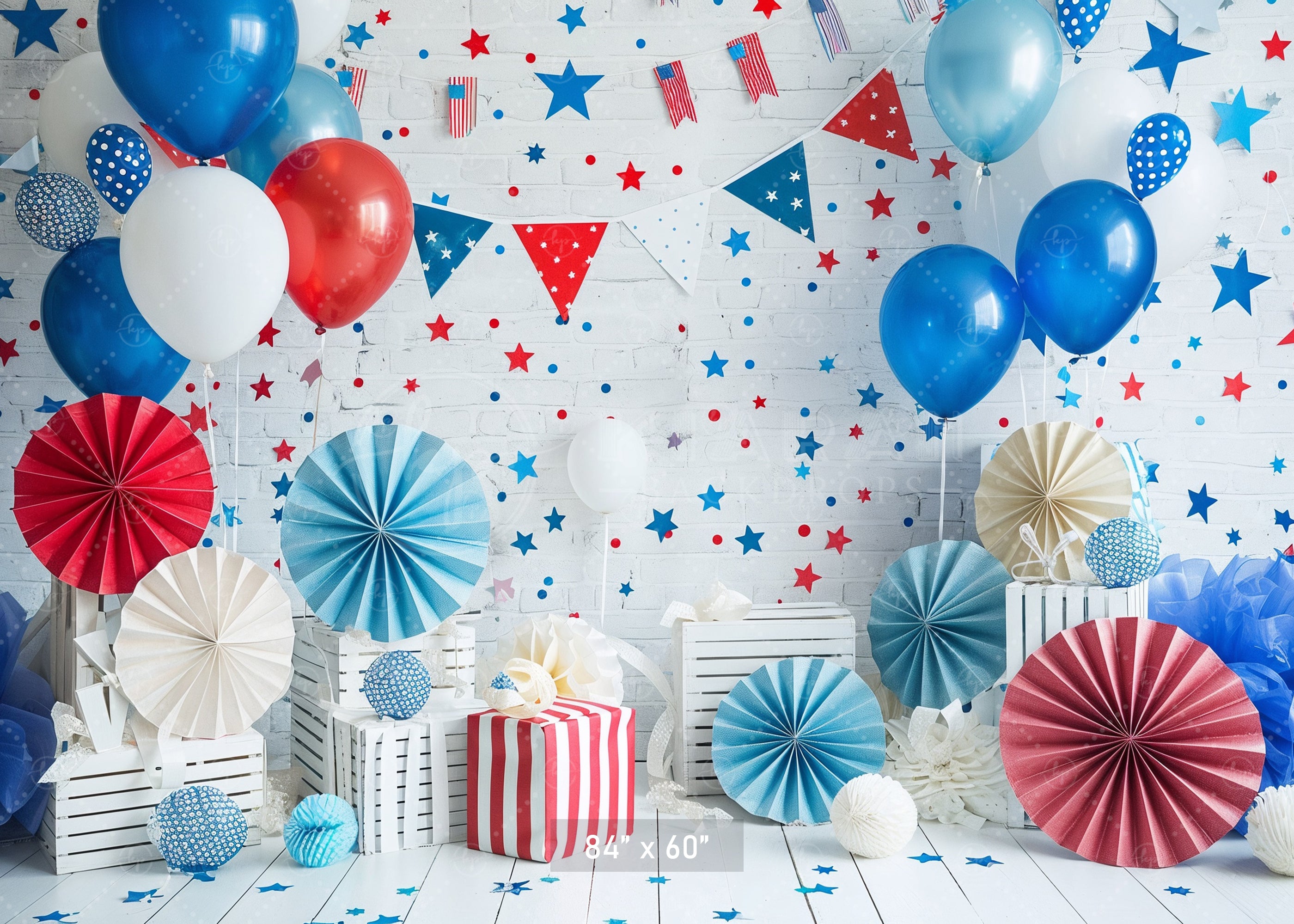 Patriotic Stars and Stripes Celebration Backdrop